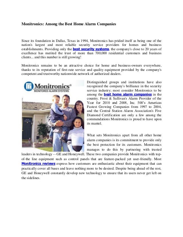 Monitronics among the best home alarm companies