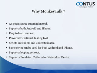 MonkeyTalk Automation Testing For Android Application | PPT