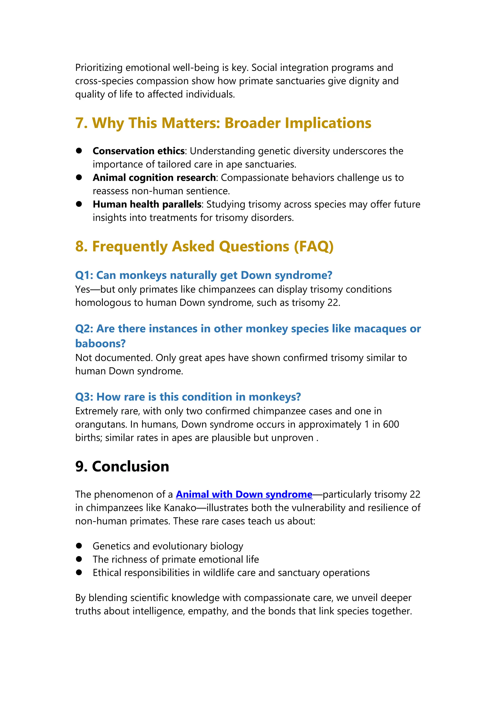 Monkey with Down Syndrome: Understanding Trisomy in Primates | PDF