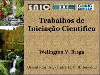 Trabalhos de
Iniciação Científica


      Welington V. Braga

Orientador: Alexandre H. C. Bittencourt
                                    1
 