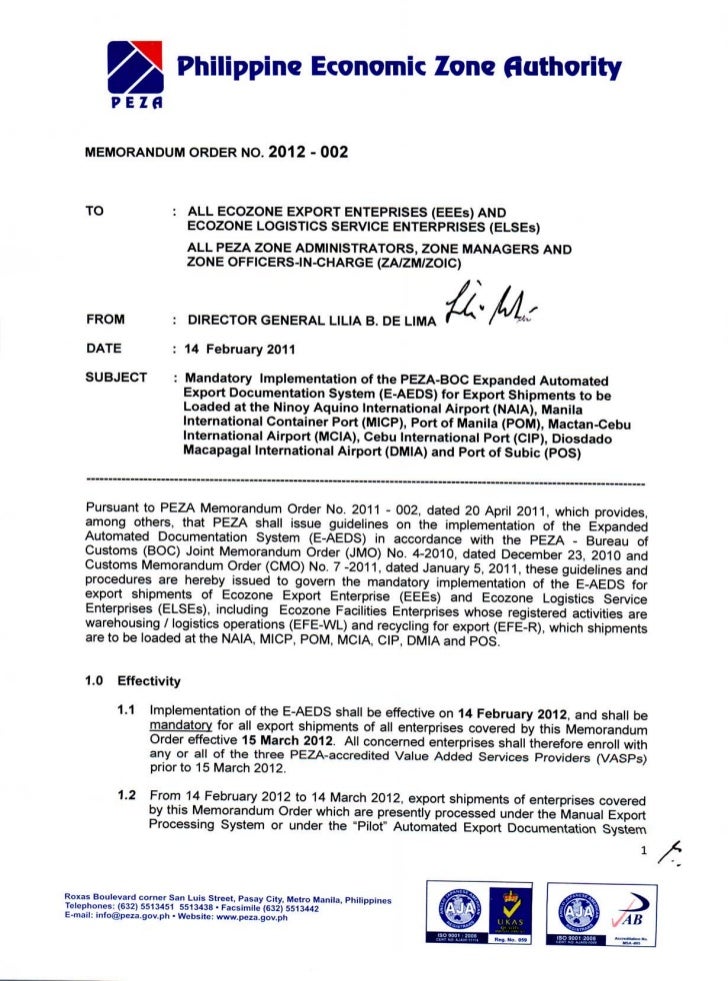 peza memo 2012 002 on expanded aeds form 8105 a