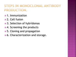 Monoclonal antibodies production | PPTX