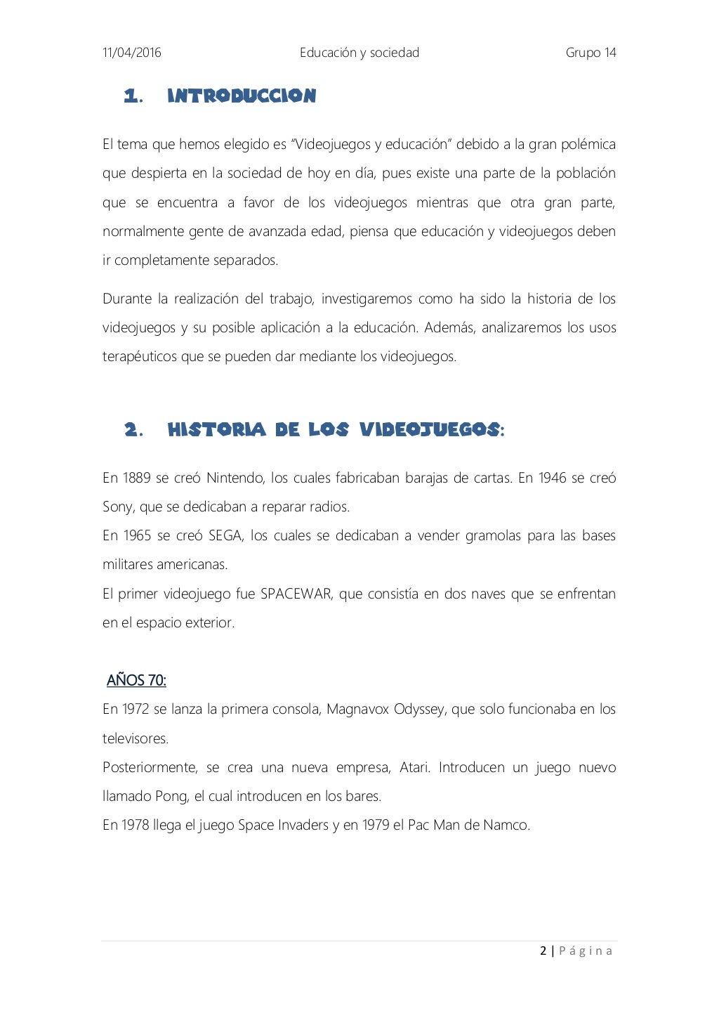Monografía de los videojuegos y la educación