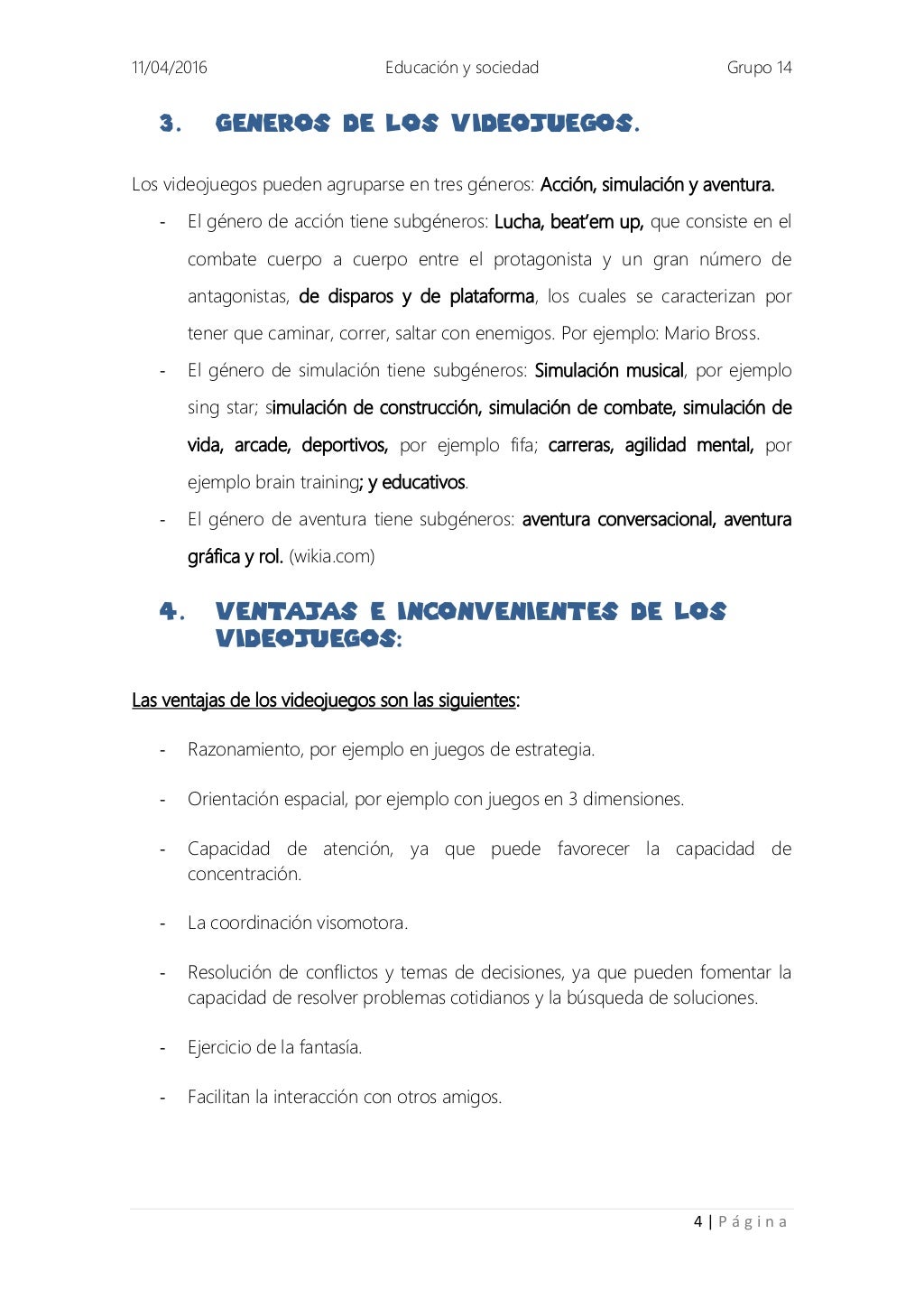 Monografía de los videojuegos y la educación