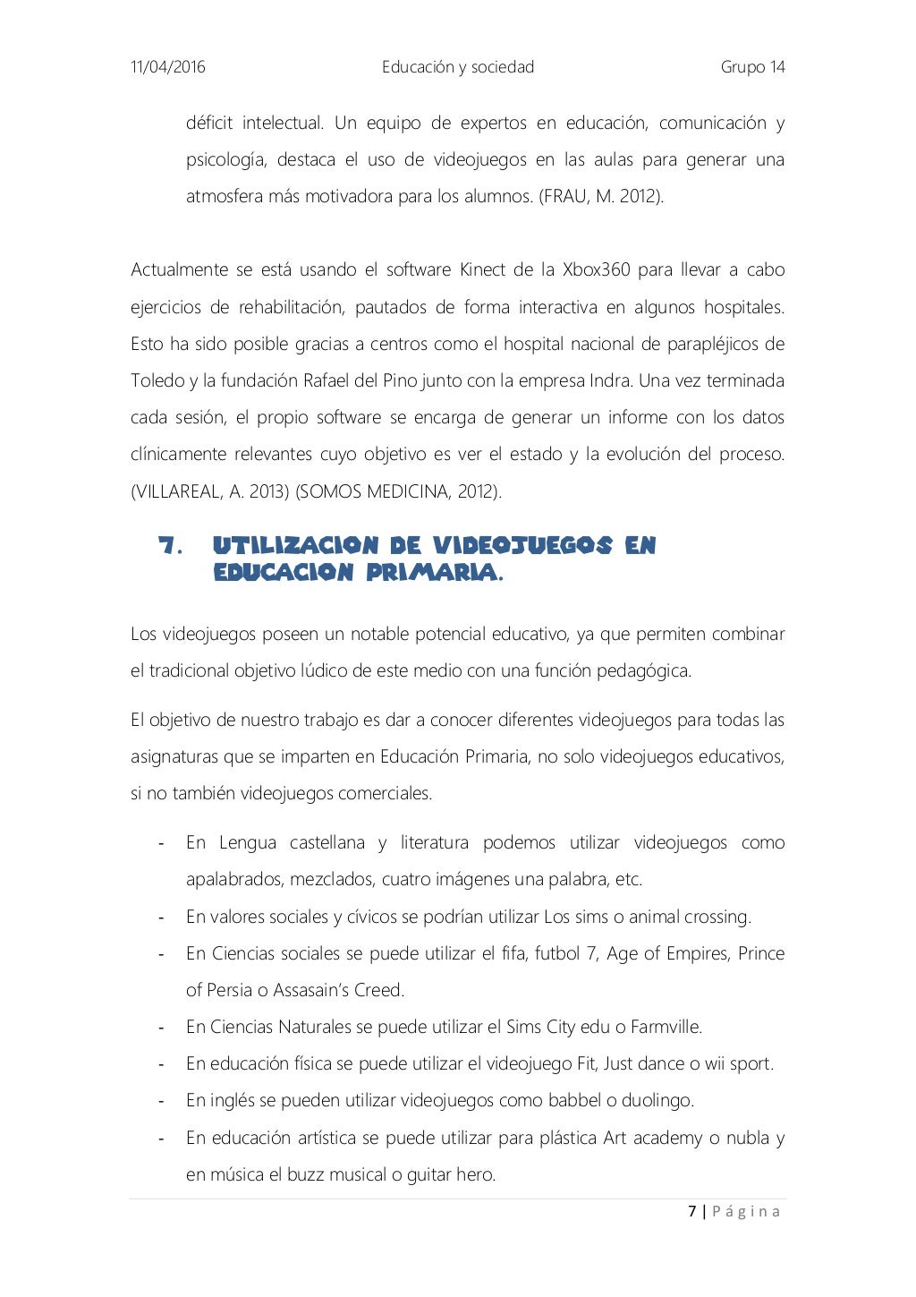 Monografía de los videojuegos y la educación