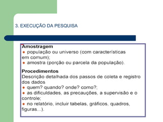 3. EXECUÇÃO DA PESQUISA
 