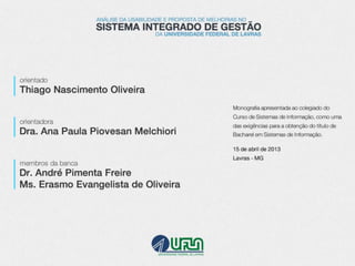 Análise da usabilidade e proposta de melhorias no SIG - UFLA