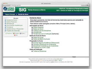 Análise da usabilidade e proposta de melhorias no SIG - UFLA