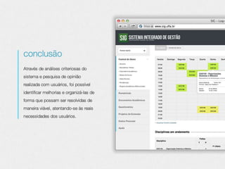 Análise da usabilidade e proposta de melhorias no SIG - UFLA