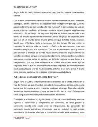 Monografia   El Sentido De La Vida