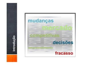 mudanças
                    mercado
             competitivas
Introdução




                       decisões
             empreendimento
                              fracasso
 