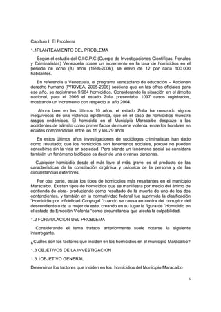 Factores que inciden en los homicidios en el municipi maracaibo | PDF