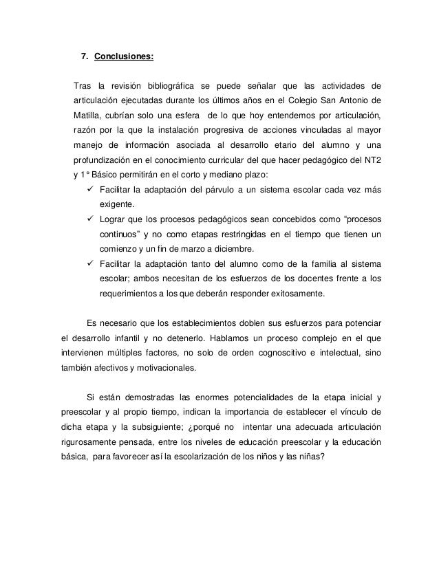 Monografia de acciones para articular NT2 y Primer Año Básico