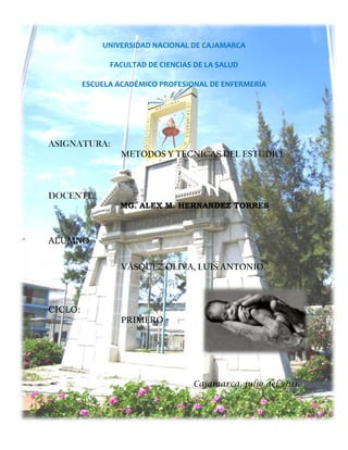 -670560-423545UNIVERSIDAD NACIONAL DE CAJAMARCA<br />FACULTAD DE CIENCIAS DE LA SALUD<br />ESCUELA ACADÉMICO PROFESIONAL DE ENFERMERÍA<br />ASIGNATURA: <br />METODOS Y TECNICAS DEL ESTUDIO<br />DOCENTE: <br />                                    MG. ALEX M. HERNANDEZ TORRES<br />ALUMNO:<br />VÁSQUEZ OLIVA, LUIS ANTONIO.<br />3396615123190<br />CICLO:   <br />PRIMERO<br />Cajamarca, julio del 2011.<br />DEDICATORIA<br />Bueno  dedico  este trabajo a mis padres, los me enseñaron a forjar metas, por proporcionarnos la paciencia, fuerza y perseverancia para seguir adelante luchando para alcanzar mi  meta la  que ahora se ven reflejada en mis estudios universitarios.<br />A mi  profesor  por el apoyo profesional y moral que nos brindan, quienes nos entrenan e instan a seguir en este largo camino del conocimiento.<br />AGRADECIMIENTO<br />Agradecemos a  Dios  por  habernos  concedido  la  vocación<br />de  ser  estudiante de ENFERMERÍA.<br />Así mismo al profesor MG. ALEX M. HERNANDEZ TORRES,<br />por su apoyo brindado y por su asesoramiento<br />que ha hecho posible la culminación de esta monografía.<br />PRESENTACIÓN<br />La desnutrición en sus diversas formas es la más común de las enfermedades. Sus causas se deben en general a deficientes recursos económicos o a enfermedades que comprometen el buen estado nutricional. Según el manual internacional de clasificación de enfermedades es una complicación médica posible pero que puede prevenirse y que tiene impacto muy importante sobre el resultado de los tratamientos.<br />Hoy en día la desnutrición es aceptada como un factor común en la practica clínica que tiene como consecuencias un aumento en el tiempo de estancia hospitalaria, morbilidad y mortalidad en los pacientes hospitalizados, debido al alto riesgo de complicaciones como infecciones, flebitis, embolismo pulmonar, falla respiratoria, baja cicatrización de heridas y fístula que estos sufren. Como consecuencia, la estancia hospitalaria y los costos de la terapia se incrementan significativamente.<br />El estado nutricional en condiciones normales es la resultante del balance entre lo consumido y lo requerido, lo cual está determinado por la calidad y cantidad de nutrientes de la dieta y por su utilización completa en el organismo.En los últimos años se le había restado importancia a la valoración nutricional de los pacientes, ya que los parámetros hasta ahora desarrollados no han sido son aprobados debido a que en algunos casos se ven afectados por la respuesta a la enfermedad per se, además de representar una relación costo-beneficio importante para el paciente. Pero ahora debido al impacto que tiene la nutrición en la evolución clínica, se ha acrecentado el interés por encontrar un marcador preciso de mal nutrición.<br />La valoración nutricional debe formar parte integral de toda evaluación clínica con el fin de identificar pacientes que requieren un soporte nutricional agresivo y temprano con el fin de disminuir los riesgos de morbimortalidad secundarios a la desnutrición preexistente en los pacientes hospitalizados.<br />ÍNDICE<br />Problema<br />marco de referencia<br />Definición. Nombres Alternativos<br />Causas <br />Clasificación Clínica <br />Síntomas <br />Tratamiento <br />Complicaciones <br />Alimentos Recomendados <br />Para tener presente <br />Nutrición Parenteral <br />Método Piggyback <br />Incompatibilidad Parenteral <br />Conclusiones de UNICEF 2002 <br />Mortalidad en Latinoamérica y en el Caribe <br />Datos que revelan una triste Realidad <br />África Consume Camote <br />Perú: Desnutrición alcanza medio millón de niños <br />En nuestro lenguaje común <br />Nuestra propuesta contra la desnutrición Infantil <br />La infancia y el Desarrollo Humano <br />El PNAI 2002 – 2010 <br />Objetivos del PNAI <br />Estadísticas del INEI <br />Conclusiones <br />Bibliografía<br /> anexos<br />DESNUTRICIÓN INFANTIL.<br />1.PROBLEMA:<br /> El problema a debatir es la desnutrición infantil ya que por ignorancia o por Racismo no nos damos cuenta del grave problema que hay en la sociedad y que todos podemos aportar algo para ir poco a poco terminado con ello.<br />A. Título descriptivo del proyecto. <br />La desnutrición infantil, se dará a conocer el porqué y el cómo  prevenir la desnutrición infantil a nivel social y cultural. <br />B. Formulación del problema.<br />El problema a debatir es la desnutrición infantil ya que por ignorancia o por Racismo no nos damos cuenta del lo cual grave es un problema que hay en nuestra sociedad y que todos podemos aportar algo para ir poco a poco terminado con ello.<br />C.- Objetivos de la investigación.<br />La desnutrición proteínico-energética (DPE) es una enfermedad multisistémica, que afecta todos los órganos y sistemas del ser humano, producida por una disminución drástica, aguda o crónica, en la disponibilidad de nutrimentos, ya sea por ingestión insuficiente, inadecuada absorción, exceso de pérdidas o la conjunción de dos o más de estos factores. Se manifiesta por grados de déficit antropométrico, signos y síntomas clínicos y alteraciones bioquímicas, hematológicas e inmunológicas.<br />Las DPE es un problema de salud pública en los países en vías de desarrollo, compuesto por múltiples facetas que van desde los aspectos puramente bioquímicos y clínicos a los aspectos económicos y socio-políticos.<br />La DPE. es la enfermedad nutricia más importante de los países en vías de desarrollo debido a su alta prevalencia y su relación con las tasas de mortalidad, con el deterioro del crecimiento físico, así como un desarrollo social y económico inadecuado<br />Numerosos estudios han demostrado que la desnutrición infantil produce un retardo en el crecimiento y éste puede ser más o menos severo dependiendo del grado de nutrición.<br />También se ha dicho que la desnutrición afectaría el desarrollo psicomotor del lactante, y por lo tanto, dejaría secuelas en el desarrollo psicológico posterior. Sin embargo, esto último no estan evidente cuando se evalúa el Coeficiente de Desarrollo (CD) de los lactantes desnutridos.<br />En un estudio realizado sobre el lenguaje gestual de la madre durante el acto de darle de comer a su hijo lactante con desnutrición severa (60-70% de nutrición según Tablas del NCHS)15, se encontró que había un 35% de lactantes con CD normal2,24.<br />Esta situación nos motivó para investigar que factores de tipo sociocultural podrían estar incidiendo en el desarrollo psicomotor normal de un lactante desnutrido. En este momento, prácticamente no se encuentran lactantes con desnutrición primaria severa en nuestro país, y CONIN está recuperando a los lactantes con desnutrición moderada (70-80% de nutrición).<br />La desnutrición infantil es la peor cara de la pobreza extrema que afecta a varias regiones del planeta. Se entiende por desnutrición a la falta de alimentos o la insuficientes cantidad de calorías, nutrientes, vitaminas y minerales necesarios para mantener un estado de salud y peso acorde a la edad.<br />Según las estadísticas de la Organización Mundial de Salud entre 3 y 5 millones de niños menores de 5 años mueren por año en el mundo por causas asociadas a la desnutrición. Si se amplia el rango de edad la cantidad de personas en esta situación aumenta. Existe una grave crisis humanitaria en varias partes del mundo especialmente en África, Asia y América Latina. Son demasiadas las personas que mueren de hambre y que podrían evitarse.<br />La desnutrición causa diferentes problemas de salud y enfermedades, algunas leves, otras crónicas y algunas muy graves, afectando el desarrollo y crecimiento normal, puede ocasionar retraso mental e intelectual y hasta la muerte.<br />Los niños que sufrieron desnutrición por un largo tiempo padecen secuelas por el resto de su vida.<br />Para revertir esta difícil realidad se deben implementar políticas urgentes para poder asistir alimentariamente a los niños y las familias pobres. Así como brindarle atención médica, pero con esto no alcanza ya que se necesitan acciones a mediano plazo para poder solucionar el problema habitacional, de desocupación, falta de servicios sanitarios, entre otros.<br />Debería ser una prioridad para todos los países combatir la pobreza extrema y la desnutrición, evitando que mueran niños por falta de alimentación.<br />Las personas que se encuentran en extrema pobreza y sufren hambre viven poco y sufren demasiado, todo ese dolor se puede evitar pero se necesita de la ayuda y el compromiso de todos.<br />2.- MARCO DE REFERENCIA<br />ETIOLOGÍA: <br />LA ETIOLOGÍA PUEDE SER: <br />Primaria: cuando obedece a un aporte insuficiente de nutrimentos y/o episodios repetidos de diarreas o infecciones de vías respiratorias. <br />Secundaria: Cuando es debida a una enfermedad subyacente que conduce a una ingestión o absorción inadecuadas, o a la utilización excesiva de nutrimentos. <br />En la mayoría de los países subdesarrollados y algunas áreas marginadas de países industrializados cuando hay desnutrición endémica, ésta presenta ciertos rasgos característicos: Peso bajo al nacer, prevalencia elevada de enfermedades infecciosas, estatura pequeña de sus habitantes, tasas elevadas de mortalidad, particularmente en niños menores de cinco años y expectativas de vida más corta. <br />De tal manera que la desnutrición es la resultante de un circulo vicioso que perpetúa y agrava el subdesarrollo, empeorando el estado de salud y la nutrición de la comunidad. <br />En un alto porcentaje de los casos la causa de la desnutrición es debida a una baja ingesta de nutrimentos, la cual es insuficiente para cubrir las necesidades, agregándose a éstas en cualquier momento la infección que aumenta la severidad de este cuadro. <br />La causa principal del marasmo es el aporte inadecuado de energía, la etiología del Kwashiorkor es más incierta y actualmente no se acepta, en general, que se deba únicamente el bajo aporte de proteínas, como se creía hace un tiempo. Hay razones para pensar que el Marasmo representa un estado de adaptación a la inadecuada nutrición, mientras el Kwashiorkor constituye un estado de desadaptación en el cual los aminoácidos se desvían para producir reactivos en la fase aguda como respuesta a la infección, en vez de ser utilizados para la síntesis visceral de proteínas. <br />EPIDEMIOLOGÍA: <br />La magnitud del problema varía de un país a otro y en las diferentes áreas geográficas de un mismo país. Sin embargo, se reconoce que cuando menos de la mitad de las muertes que ocurren cada año en nuestro planeta son atribuibles a la DPE. <br />En América Latina se ha reconocido que alrededor de 25 % de los niños presentan desnutrición. <br />En México la Encuesta Nacional de Alimentación en el Medio Rural Mexicano (ENAL-96) señala la prevalencia de desnutrición en población menor de cinco años de acuerdo al indicador de peso para edad a nivel nacional es de 42.7%. La forma leve afectó a 25.9% de los niños, la moderada a 12.7% y la severa a 4.2%. Los estados de Guerrero, Yucatán, Puebla, Oaxaca y Chiapas presentan una prevalencia de desnutrición moderada y severa superior a 20%, mientras que Tamaulipas, Sinaloa, Jalisco, Durango, Coahuila, Baja California y Sonora, ésta es inferior a 8%. <br />La ENAL-99 reporta una prevalencia nacional en niños menores de 5 años de 17.8% de desmedro (T/E), de 7.6% de bajo peso (P/E) y de 2.1% de emaciación (P/T). <br />Es alarmante el porcentaje de niños con desnutrición crónica que por sub-alimentación prolongada o pérdidas intermitentes de nutrimentos, han sido afectados en su índice de talla para la edad quizá en forma irreversible. <br />Se considera que aproximadamente la mitad de la población mundial total ha sobrevivido a un período de desnutrición moderada o severa durante la infancia. <br /> <br />FACTORES DE RIESGO:<br />La mala nutrición de la madre y las infecciones intercurrentes durante el embarazo son factores frecuentes de prematurez y desnutrición in útero. No es raro que niños nacidos en estas condiciones de desventaja nutricia en su pasado inmediato, sean víctimas de prácticas inadecuadas de alimentación, especialmente en regiones en donde la lactancia materna está siendo reemplazada desde etapas muy tempranas de vida por fórmulas de alimentación preparadas de manera deficiente y en malas condiciones de higiene. <br />La desnutrición puede presentarse en todas las edades, sin embargo, es más notoria y grave entre los 6 y 36 meses de edad. Después del destete, que con frecuencia inicia antes del cuarto mes, el niño recibe poco o ningún alimento con leche, sus derivados u otros productos de origen animal. La combinación de una dieta baja en energía y proteínas aunada a infecciones frecuentes digestivas y respiratorias propicia un avance lento y progresivo hacia una desnutrición grave. <br />En las zonas rurales y urbanas marginadas, el ciclo infección-desnutrición se debe a varios factores, entre ellos destacan: <br />1.- El abandono de la lactancia materna <br />2.- La ablactación temprana (antes de los dos meses de edad) o muy tardía (después del sexto mes de edad). <br />3.- El uso inadecuado de los sucedáneos de la leche materna. <br />4.- Las infecciones gastrointestinales frecuentes en el niño. <br />Por otro lado en regiones o países subdesarrollados la pobreza es causa y consecuencia de la falta de educación, mala salud de la población, comunicación deficiente, baja productividad, balance económico desfavorable e inadecuada utilización de los recursos naturales conducen a errores en el consumo y a una inadecuada distribución de los alimentos entre los miembros de la familia, particularmente desfavorable hacia los niños pequeños, al sexo femenino y aquellos <br />con alguna enfermedad crónica y/o grave en quienes la ingestión de alimentos puede ser restringida dramáticamente. <br />Por lo anterior los factores que predisponen a la DPE primaria se encuentran: la escasa escolaridad de los padres, pobreza y las consiguientes carencias de sanidad ambiental, de ahí que la desnutrición primaria predomine en los países en vías de desarrollo. <br />V- FISIOPATOLOGÍA Y RESPUESTAS ADAPTATIVAS <br />A través de una serie de mecanismos fisiológicos, el organismo tiende a mantener un equilibrio dinámico ante la ingesta de energía, cuando existen periodos largos de restricción energética y/o protéica, el organismo se adapta en forma progresiva a esta restricción con el objeto de mantener un estado funcional adecuado tanto como lo permita el suministro limitado de nutrimentos. <br />La adaptación nutricia significa que para sobrevivir a dos agresiones sinérgicas, la carencia de nutrimentos y las infecciones frecuentes, el organismo modifica sus patrones biológicos de normalidad y crea nuevas condiciones homeostáticas. <br />La DPE se desarrolla gradualmente y permite la siguiente serie de ajustes metabólicos que resultan en una disminución de la necesidad de nutrimentos y en un equilibrio nutricio compatible con una disponibilidad más baja de nutrimentos celulares. Si en este punto el suministro de nutrimentos continúa siendo cada vez más bajo que el aceptado por el organismo para su adaptación sobreviene la muerte; sin embargo, aunque en la mayoría de los casos ese suministro es bajo, no lo es tanto para causar la muerte y el individuo es capaz de vivir en un estado adaptado a una ingestión disminuida. A este fenómeno, Ramos Galván le llamó “homeorresis”, en el cual la mayoría de las funciones están alteradas y tienen las siguientes características: <br />Movilización y gasto de energía: El gasto de energía desciende con rapidez tras la disminución de la ingesta de sustratos calóricos y ello explica la reducción de los periodos de juego y actividad física que se observan y los periodos de descanso más prolongados y el menor trabajo físico. Cuando la disminución del gasto de energía no puede compensar la ingesta insuficiente, las reservas de la grasa corporal se movilizan y el tejido adiposo y el peso corporal disminuyen. La masa magra corporal se reduce a una velocidad menor como consecuencia del catabolismo de las proteínas del músculo que promueve una mayor liberación de aminoácidos. Conforme la deficiencia de energía se vuelve más grave, la grasa subcutánea se reduce en forma notoria y el catabolismo de proteínas lleva al desgaste muscular. Las proteínas viscerales se conservan por un tiempo mayor, en especial en pacientes con marasmo. <br />Degradación y síntesis de proteínas: La disponibilidad baja de proteínas dietéticas reduce la síntesis protéica. Las adaptaciones del organismo permiten conservar las proteínas estructurales y mantener las funciones esenciales que dependen de proteínas, esto conduce a cambios enzimáticos que favorecen la degradación de la proteína del músculo y la síntesis hepática de proteína, así como la movilización de sustratos de energía desde los depósitos de grasa.. Hasta que las proteínas de los tejidos que no son esenciales se agotan la pérdida de proteínas viscerales aumenta y la muerte puede ser inminente si no se instituye el tratamiento nutricio. <br />La vida media de las proteínas se incrementan. La velocidad de síntesis de la albúmina disminuye, hay un movimiento de albúmina desde las reservas extravasculares hacia las reservas intravasculares para ayudar a mantener niveles adecuados de albúmina circulante ante la disminución de su síntesis. Los mecanismos de adaptación fallan cuando el agotamiento de proteínas se vuelve muy grave y la concentración de las mismas en el suero disminuye. La reducción secundaria de la presión oncótica intravascular y la fuga de líquido hacia el espacio extravascular contribuyen a la formación del edema del kwashiorkor. <br />Hematología y transporte de oxígeno: La disminución de la concentración de hemoglobina y de masa de eritrocitos que se observa en casi todos los caos de DPE grave es un fenómeno de adaptación que se relaciona cuando menos en parte con los requerimientos de oxígeno por los tejidos. El decremento de la masa corporal magra y la actividad física menor de los pacientes con desnutrición también disminuyen la demanda de oxígeno. El descenso simultáneo de los aminoácidos de la dieta resulta de una disminución de la actividad hematopoyética, que reserva los aminoácidos para la síntesis de otras proteínas más necesarias. En tanto los tejidos reciben suficiente oxígeno, esta respuesta debe considerarse una forma de adaptación y no una forma “funcional” de anemia. Cuando la síntesis de tejidos, la masa corporal mafra y la actividad física mejoran con un tratamiento dietético, la demanda de oxígeno se incrementa y es necesario que la hematopoyesis se acelere. Si no se cuenta con suficiente hierro, ácido fólico y vitamina B2 ocurre anemia funcional con hipoxia tisular secundaria. <br />Función cardiovascular y renal: El gasto cardiaco, la frecuencia cardiaca y la presión arterial disminuyen y la circulación central cobra mayor importancia que la circulación periférica. Los reflejos cardiovasculares se alteran y ocasionan hipotensión postural y disminución del retorno venoso. La forma principal de compensación hemodinámica la constituye la taquicardia y no el aumento del volumen latido. Tanto el flujo plasmático renal como la velocidad de filtrado glomerular pueden disminuir a causa del descenso del gasto cardiaco, aunque al parecer la capacidad de excretar líquidos y de concentrar y acidificar la orina se conservan. <br />Sistema Inmunitario: Los defectos principales que se observan en la DPE grave parecen afectar los linfocitos T y el sistema de complemento. El número de linfocitos que se originan en el timo disminuye en forma intensa y la glándula se atrofia. Además se observa depleción de células de las regiones de linfocitos T en el bazo y los ganglios linfáticos. En de DPE disminuye la producción de varios componentes del complemento. Estas deficiencias pueden explicar la gran susceptibilidad a la sépsis por bacterias gram negativas. <br />Estos cambios tienen como consecuencia una mayor predisposición a las infecciones y a complicaciones graves. <br />Electrolitos: El potasio corporal total disminuye a causa de la reducción de proteínas musculares y de la pérdida del potasio del compartimiento intracelular. La acción baja de la insulina y la disminución de los sustratos de energía dentro de la c´welula reducen la disponibilidad de ATP y fosfocreatina. Lo anterior conduce a una entrada a la célula de Na y agua, con la consecuente sobrehidratación intracelular. <br />Función gastrointestinal: La absorción de lípidos y disacáridos pueden alterarse y la velocidad de absorción de glucosa disminuir en la deficiencia de proteínas grave. También puede observarse menor producción de sustancias gástricas, pancreáticas y biliares, estos cambios alteran aún más las funciones de absorción que se manifiesta con diarrea y quizá también por la motilidad intestinal irregular y el sobrecrecimiento bacteriano gastrointestinal. La diarrea incrementa la malaabsorción y puede agravar más el estado nutricional. <br />Sistema nervioso central: Los pacientes que cursan con DPE a edad temprana pueden presentar disminución del crecimiento cerebral, de la mielinización de los nervios, de la producción de neurotrasmisores y de lña velocidad de conducción nerviosa. Aún no se demuestran en forma clara las implicaciones funcionales de estas alteraciones a largo plazo y no pueden correlacionarse con la conducta posterior ni con el nivel de inteligencia. <br />Respuestas Adaptativas: <br />- Adaptación metabólica para sobrevivir de manera “compensada”. <br />- Limitación de funciones no vitales <br />- Detención de crecimiento y desarrollo <br />- Normoglucemia a expensas de proteínas y grasas <br />- Reducción de la síntesis de proteínas viscerales y musculares <br />- Reducción en la concentración de la Hemoglobina. y Glóbulos Rojos <br />- Disminución del flujo plasmático renal y filtrado glomerular <br />- Disminución de linfocitos T y complemento sérico <br />- Disminución de IgA <br />- Hipokalemia <br />- Disminución de secreción gástrica y pancreática, atrofia de vellosidades intestinales <br />- Alteraciones endocrinológicas (descritas a continuación) <br />3.- Definición   <br />Significa que el cuerpo de una persona no está obteniendo los nutrientes suficientes. Esta condición puede resultar del consumo de una dieta inadecuada o mal balanceada, por trastornos digestivos, problemas de absorción u otras condiciones médicas<br />La desnutrición es la enfermedad provocada por el insuficiente aporte de combustibles (hidratos de carbono - grasas) y proteínas. Según la UNICEF, la desnutrición es la <br />principal causa de muerte de lactantes y niños pequeños en países en desarrollo. La prevención es una prioridad de la Organización Mundial de la Salud.<br />.- Nombres alternativos   <br />Nutrición inadecuada<br />4.- Causas- Mal absorción.- Aumento de los requerimientos, como ocurre por ejemplo en los lactantes prematuros, en infecciones, traumatismo importante o cirugía.- Psicológica; por ejemplo, depresión o anorexia nerviosa.<br />- Disminución de la ingesta dietética.<br />La desnutrición se puede presentar debido a la carencia de una sola vitamina en la dieta o debido a que la persona no está recibiendo suficiente alimento. La inanición es una forma de desnutrición. La desnutrición también puede ocurrir cuando se consumen los nutrientes adecuadamente en la dieta, pero uno o más de estos nutrientes no es/son digerido(s) o absorbido(s) apropiadamente.<br />La desnutrición puede ser lo suficientemente leve como para no presentar síntomas o tan grave que el daño ocasionado sea irreversible, a pesar de que se pueda mantener a la persona con vida.<br />A nivel mundial, especialmente entre los niños que no pueden defenderse por sí solos, la desnutrición continúa siendo un problema significativo. La pobreza, los desastres naturales, los problemas políticos y la guerra en países como Biafra, Somalia, Ruanda, Iraq y muchos otros más han demostrado que la desnutrición y el hambre no son elementos extraños a este mundo.<br />5- Clasificación clínica<br />Se manifiesta en 3 enfermedades:<br />Marasmo: déficit de proteínas y energía 2.<br />Kwashiorkor: sólo falta de proteínas, aporte energético adecuado<br />Kwashiorkor marásmico: mixta<br />Características del Marasmo:<br /> Apariencia muy delgada, emaciada<br />Debilitamiento muscular evidente y pérdida de grasa corporal<br />Habitualmente se manifiesta en menores de 18 meses de edad<br /> Piel arrugada, caída del cabello, apatía<br />Sin edemas<br />Características del Kwashiorkor :<br />Edema: quot;
escondequot;
 la importante emaciación de los tejidos subyacentes<br />Habitualmente se da entre los 2-4 años de edad<br />Descamación de la piel<br />Despigmentación del cabello<br />Abdomen distendido<br />Apatía<br />6.- Síntomas   <br />Los síntomas varían de acuerdo con cada trastorno específico relacionado con la desnutrición. Sin embargo, entre los síntomas generales se pueden mencionar: fatiga, mareo, pérdida de peso y disminución de la respuesta inmune.<br />Signos y exámenes   <br />Los exámenes dependen del trastorno específico y en la mayoría de las intervenciones se incluye una evaluación nutricional y un análisis de sangre.<br />7. - Tratamiento    <br />Generalmente, el tratamiento consiste en la reposición de los nutrientes que faltan, tratar los síntomas en la medida de lo necesario y cualquier condición médica subyacente.<br />Expectativas (pronóstico)   <br />El pronóstico depende de la causa de la desnutrición. La mayoría de las deficiencias nutricionales se pueden corregir; sin embargo, si la causa es una condición médica, hay que tratar dicha condición con el fin de contrarrestar la deficiencia nutricional.<br />8.- Complicaciones   <br />Si la desnutrición no se trata, puede ocasionar discapacidad mental y física, enfermedades y posiblemente la muerte.<br />Situaciones que requieren asistencia médica   <br />Se recomienda discutir con el médico el riesgo de presentar desnutrición. Sin embargo, se debe buscar tratamiento si se experimenta cualquier cambio importante en el funcionamiento corporal. Los síntomas son, entre otros: desmayos, ausencia de la menstruación, deficiencia de crecimiento en los niños, caída rápida del cabello.<br />Prevención   <br />Ingerir una dieta bien balanceada y de buena calidad ayuda a prevenir la mayoría de la formas de desnutrición.<br />9.- Alimentos recomendadosLácteos: leche entera. Si se toma con infusiones, prepararla en la misma leche. También yogures enteros saborizados, con frutas o con cereales.Quesos: se preferirán untables con crema, cremosos (como cuartirolo), semiduros (como emmental y Mar Del Plata) y duros (como reggianito y sardo). Preferentemente no deben ser sometidos a calentamiento.Huevo: puede consumirse una unidad diariamente. La clara se puede consumir con mayor frecuencia. Es preferible comerlo formando parte de preparaciones y no solo.Carnes: preferentemente blancas, de ave, sin piel ni grasa, o de pescado. También vacuna. Pueden prepararse asadas, al horno o a la cacerola.Hortalizas: todas pueden consumirse sin inconvenientes, prefiriendo siempre el consumo cocido. En preparaciones como tortillas, budines y tartas.Frutas: al igual que las hortalizas, todas pueden consumirse. Preferentemente cocidas y picadas, en compotas, asadas y en purés.Cereales y derivados: se aconseja consumir una porción diaria.<br />Se seleccionarán aquellos de laminado fino, como espaguetis y cabello de ángel; también harinas de sémola y maíz, arroz blanco y pastas rellenas. Todas las pastas deben estar muy bien cocidas. Son también indicados postres a base de cereales y leche.Pan: lacteado, francés, vainillas y bizcochos.Azúcares y dulces: mermeladas de frutas, dulces compactos de membrillo y miel. Azúcar blanca o negra, para endulzar preparaciones.Cuerpos grasos: aceites de maíz, girasol, canola y oliva. No deben ser sometidos a calentamiento. También crema para enriquecer preparaciones y manteca.Infusiones: deben prepararse en la leche. Se puede utilizar té suave.Bebidas: sin gas. Agua, jugos y bebidas a base de hiervas.Condimentos: todos están permitidos para hacer más agradable y apetitosa la comida.Pirámide de grupos básicos de alimentos<br /> Para ver el gráfico seleccione la opción quot;
Descargarquot;
 del menú superior<br />Dieta saludable<br /> Para ver el gráfico seleccione la opción quot;
Descargarquot;
 del menú superior<br />Pescado en la dieta<br />  Para ver el gráfico seleccione la opción quot;
Descargarquot;
 del menú superior<br />10.- Para tener siempre presente- El tratamiento nutricional es una Dieta Armónica de hidratos de carbono, proteínas y grasas; pero con el incremento del porcentaje de proteínas al inicio, se acelera mucho la recuperación en el primer mes.- La desnutrición prolongada, especialmente si es de hierro, disminuye la capacidad de aprendizaje y razonamiento, y abarca entre los 6 meses y 2 años.- No consumir sopas, ensaladas, ni bebidas antes de comer ya que producen mucha saciedad.- En lo posible fraccionar la alimentación en 6 comidas diarias.<br />Métodos de evaluación nutricional.<br />Existen diferentes métodos para evaluar el estado nutricional, como o son el interrogatorio, la valoración global subjetiva, las pruebas bioquímicas, la composición corporal, los datos inmunológicos y los índices pronósticos. A continuación se describen cada uno de ellos:<br />Interrogatorio. Se obtiene una estimación a cerca de los hábitos alimentarios, intolerancias alimentarias, anorexia, vómito, diarrea, secuelas de algún tratamiento quirúrgico, tradiciones religiosas y culturales que pueden influir sobre la nutrición de un paciente. Este método tiene como limitaciones la edad del paciente, la habilidad para recordar información, así como el estado de conciencia del paciente. Además de la posibilidad de sub o sobre estimar la ración alimentaria, proporcionando un error de cálculo significativo en el aporte nutricional.<br />Valoración global subjetiva. Es una técnica clínica que valora rápidamente el estado nutricional de acuerdo a las características del interrogatorio y examen físico encontrados. Aquí los pacientes son clasificados como normales, medianamente malnutridos y severamente malnutridos. Esta técnica no ha sido evaluada de manera formal en el paciente crítico; carece de cuantificación y por tanto su sensibilidad es limitada en valorar cambios en el estado nutricional luego o durante la terapia de soporte nutricional.<br />11.- Nutrición Parenteral<br />Con el advenimiento de la administración intravenosa en 1968 y la demostración de la prevalencia de malnutrición en poblaciones hospitalarias y del beneficio de la reposición nutricional en estos pacientes se impulso el desarrollo de un nuevo campo en la medicina, el soporte nutricional clínico. La investigación en esta área ha progresado aceleradamente en los últimos años y la nueva ciencia se ha convertido en una importante especialidad de la medicina.La administración intravenosa de calorías, nitrógeno y otros principios nutritivos en cantidades suficientes para obtener síntesis de tejidos y anabolismo se denomina nutrición parenteral total (NPT).Originalmente este procedimiento se llamaba hiperalimentación.<br />Dudrick desarrollo la técnica de administrar líquidos para nutrición parenteral total por la vena subclavia hasta la vena cava superior, donde la solución es diluida rápidamente por el gran volumen de sangre circulante y se reduce al mínimo la hipertonicidad de la solución. La NPT esta indicada en pacientes que no pueden ingerir alimentos por carcinoma o quemaduras extensas, pacientes que se niegan a comer, como en el caso de los personas deprimidas o en jóvenes que sufren anorexia nerviosa y pacientes quirúrgicos o los que no se pueden alimentar por vía oral.<br />Definiciones:<br />Nutrición Parenteral: Termino genérico que se refiere a agentes provistos por rutas distintas del tracto gastrointestinal, en general a través del sistema circulatorio.<br />Nutrición Parenteral Central: Nutrición parenteral entregada a través de una vena de gran diámetro, usualmente la vena cava superior.<br />Nutrición Parenteral Periférica: Nutrición parenteral entregada a través de una vena pequeña, usualmente la mano o el antebrazo.<br />Alimentación Completa Intravenosa: Terapia en la cual todos los nutrientes son administrados por la ruta endovenosa. Generalmente se emplea la vía central.<br />Soporte Nutricional Parenteral Parcial: terapia en la cual algunos nutrientes, generalmente aminoácidos, glucosa y grasas son administrados por ruta endovenosa. Pueden usarse la ruta central o periférica.<br />Planta física.<br />El adecuado funcionamiento de la unidas de soporte de nutrición parenteral requiera que exista un área específica en el hospital donde esta funcione. Esta unidad debe incluir zonas apropiadas para la preparación de la nutrición parenteral y entera, vestuario para el cambio de ropa adecuada para los técnicos que laboran en esos sitios, baño, oficina donde se centralice el manejo de la unidad y un cuarto de examen clínico.<br />Características de la zona de preparación de mezclas.<br />Debe tener una serie de características en su diseño y construcción diseñadas para reducir al mínimo la contaminación microbiana durante la preparación de estas soluciones.<br />Estas características son:<br />Circulación restringida. Solo pueden ingresar en ella los técnicos que van a preparar las mezclas.<br />Vestimenta adecuada y destinada únicamente para este fin que incluyen: vestido, polainas, gorro y tapabocas. El técnico deberá cambiar su ropa de calle por la de trabajo en un vestidor adyacente a la zona de preparación. Utilizara guantes estériles para la preparación, después del lavado de las manos.<br />Estas zonas no pueden tener otros accesos distintos del vestuario. No se pueden almacenar en ellas ningún elemento, excepto los de preparación de cada día en particular.<br />Las mezclas una vez preparadas son entregadas a través de una ventana, para ser almacenadas en un sitio destinado para ello.<br />Los elementos para ser rehusados son entregados en el área de lavado y reesterilización y transportados a las zonas de preparación al momento de hacerlas.<br />Areas estériles y no estériles.<br />Están definidas dos zonas: las de preparación de mezclas enterales y parenterales, independientes una de otra y que se denominarán estériles indicando con ello que la contaminación bacteriana es mínima y las demás zonas denominadas no estériles.<br />Construcción de áreas estériles.<br />Las normas para la construcción de las zonas estériles son:<br />Material de superficie: serán no porosas, lisas y duras, sin añadiduras, uniones, ni grietas; deberán resistir el lavado abundante. La unión de la pared con el piso, ha de ser cóncava o curva para facilitar la limpieza adecuada. El piso debe ser de mosaico granítico. Las paredes recubiertas con pintura lisa y lavable, al igual que el techo. Los mesones son recubiertos en mosaico granítico por encima y por debajo, integrados a la pared con uniones curvas o cóncavas. Pueden ser de acero inoxidable, igualmente lisos, sin uniones o factores que dificulten su limpieza. <br />Sistema de ventilación: es el ideal para las zonas de preparación de mezclas la existencia de ventilación unidireccional, es decir, presión positiva de un 10 % en estás zonas en relación con otras. Este sistema ha demostrado ser óptimo en la reducción de los microorganismos suspendidos en el ambiente. La entrada de aire debe poseer filtros adecuados. Como alternativa pueden utilizarse cámaras de flujo laminar. <br />Iluminación: Se hace ha base de lámparas de neón localizadas en el techo y de fácil limpieza. <br />Puertas de acceso: lavables. <br />No se dejan drenajes: para agua en el piso en estás áreas. <br />Lavabos: para los técnicos que van a preparar las mezclas. <br />Los procedimientos llevados a cabo en cada una de las áreas exigen la máxima asepsia, que incluye el lavado de las manos antes del procedimiento, sin desplazarse a otros sitios para hacerlo.<br />Parenterales en gran volumen.<br />Las soluciones intravenosas son soluciones estériles de compuestos químicos como azucares, aminoácidos o electrólitos. En la actualidad existen programas de mezclado centralizado en el 70 % de los hospitales de los Estados Unidos que tienen 300 camas o más.<br />Los parenterales de gran volumen destinados a administrarse mediante infusión intravenosa suelen denominarse soluciones IV. Se presentan en envases de 1000, 500, 250, 150 y 100 ml., estos envases son de vidrio tipo 1 o plástico flexible y no contienen conservadores.. Los sistemas de los recipientes son reconocidos mundialmente por las compañías que los han innovado: BAXTER, TRAVENOL,Y Mc. GAW.<br />Uno de los parámetros críticos a considerar en la evaluación de un parenteral de gran volumen es el contenido de partículas. Las cuales se definen en la USP como materia extraña, móvil, no disuelta. La solución satisface los requisitos de la determinación si contiene no más de 50 partículas por ml. de un tamaño igual o menor de 10 micras y no más de 5 partículas de un tamaño hasta de 25 micras.<br />Los recipientes para líquidos intravenosos deben estar fabricados de modo que mantengan la esterilidad, claridad y apirogenicidad de la solución desde el momento en que se dosifican, durante el almacenamiento y en la administración clínica. Los cierres de los recipientes deben diseñarse de modo que faciliten la inserción en las tubuladuras por medio de las cuales se administra la solución a un flujo regulado en venas previamente seleccionadas.<br />Indicaciones para nutrición parenteral:<br />Actualmente el estado del arte de la nutrición parenteral consiste en aportar una prescripción individualizada de nutrientes para cada paciente cada día. Esto se consigue empleando equipos automatizados que combinan aminoácidos, dextrosa, lípidos, electrólitos, vitaminas y elementos traza en una formula específica. Los químicos adecuadamente entrenados se encuentran en la capacidad de aportar electrolitos en la nutrición parenteral en niveles suficientes para reemplazar las perdidas continúas o para suplir el incremento de las necesidades. Esto disminuye las interrupciones en la infusión, minimiza el riesgo de infección y ahorra tiempo de cuidados. Un cierto número de medicamentos aunque límitado, tales como la insulina y antagonistas de los receptores H2 de la histamina, pueden ser añadidos a la nutrición parenteral total.El estado del arte de la nutrición parenteral ha sido moldeado por dos fuerzas importantes y a veces opuestas. La primera es el avance de la tecnología y la segunda la preocupación por los costos. Este último punto ha enfocado un reciente interés por la eficacia de la nutrición parenteral total. Los estudios dirigidos a documentar se encuentran limitados por la restricción ética a suspender la nutrición en los pacientes mal nutridos. Sin embargo, se han hecho esfuerzos para minimizar los costos y esto ha dado lugar al desarrollo de guías para su uso racional. Las primeras guías al respecto fueron publicadas por la Asociación Americana para la Nutrición Parenteral y Enteral en 1986.En la actualidad existen numerosas guías para seleccionar los pacientes destinados a nutrición parenteral. En la tabla siguiente se encuentra un resumen de estas guías. Cada una de éstas presupone que el tracto gastrointestinal del paciente no es funcional. Además el paciente debe estar en un riesgo nutricional definido como la perdida de más del 10% del peso previo a la enfermedad o el requerimiento de nada por vía oral durante más de cinco a siete días.<br />La adherencia a estas guías sin duda redundará en una mejoría en el cuidado de los pacientes y en un ahorro de los costos en instituciones en las que la nutrición parenteral total ha sido sobreutilizada.<br />El papel de apoyo nutricional clínico es promover una nutrición parenteral segura y efectiva reduciendo de la manera más consciente posible de los costos. Los clínicos trabajan con pacientes, médicos y administradores con el objeto de equilibrar la tecnología y los costos a fin de aportar un estatus a la nutrición parenteral total.<br />Composición de sueros de nutrición parenteral<br />La alimentación competa intravenosa debe contener proteínas (en forma de aminoácidos), carbohidratos, lípidos, vitaminas, electrolitos, minerales y agua encantidad, calidad y proporción similares a los dados por vía gastrointestinal.<br />Carbohidratos.<br />Todas las células del cuerpo humano tienen la capacidad de oxidar la glucosa, y esta ha sido empleada extensamente en nutrición parenteral y es hoy la principal fuente de energía. Los requerimientos energéticos de una persona normal se dan 60% en forma de glucosa, 30% en forma de grasa y 10% en forma de proteína.<br />Se han empleado otras fuentes calóricas, diferentes de glucosa, grasas y proteínas en nutrición parenteral. Las que han sido ensayadas son la fructosa, la maltosa, el sorbitol, el xilitol, el glicerol y el etanol.<br />Emulsiones grasas.<br />Las grasas para administración parenteral actualmente en uso tienen las siguientes características:<br />Es emulsión la mezcla de lípidos y agua en la cual las partículas de lípidos se mantienen dispersas en el medio acuoso por agentes emulsionantes, como los lípidos polares, que forman una capa superficial que separa la masa principal del material no polar de la fase acuosa y los mantienen estables y dispersos.El emulsificante utilizado en todas las preparaciones en uso es la lecitina de la yema del huevo. Los ácidos grasos empleados son extraídos y purificados de aceites vegetales y son principalmente ácidos grasos de cadena larga , linoleico, linolénico, oleico y palmítico de cadena media, principalmente cáprico, láurico y caproico.<br />El Intralipid y el Liposyn contienen ácidos grasos de cadena larga y el Lipofundin contiene ácidos grasos de cadena media ( 50%) y de cadena larga ( 50%)La inestabilidad de la emulsión se caracteriza por floculación o agregación de las partículas de grasa haciéndolas de mayor tamaño. Estas partículas migran a la superficie de la emulsión y forman una capa de grasa de color café.Esta inestabilidad se produce en presencia de la fuerza ionica creciente dada por cationes monovalentes, pero especialmente por cationes divalentes como el Ca y Mg , y trivalentes como el Cr y por un pH ácido (<5.5). Así, la adición de cantidades altas de cationes divalentes o de soluciones ácidas puede romper la emulsión. Los lípidos deben ser adicionados al final, después de la mezcla de aminoácidos y dextrosa lo cual amortigua el pH ácido de la dextrosa.Las mezclas 3 en 1 envasadas en bolsas de PVC liberan después de 24 horas plastificantes tóxicos de las paredes de las bolsas. Antes de las 24 horas su uso es seguro. Las bolsas EVA no presentan este problema. Las bolsas 3 en 1 deben ser refrigeradas a 4 C al momento de ser preparadas.Modo de empleo. Las emulsiones de lípidos pueden administrarse por vía periférica por su baja osmolaridad o por vía central. Se administran solas o en combinación con aminoácidos y dextrosa en las llamadas mezclas 3 en 1. No deben añadir medicación alguna al frasco de la emulsión por la posibilidad de trastornos en la inestabilidad física.<br />La administración intermitente es preferible a la administración continua por cuanto el compromiso del sistema inmunológico es mayor en infusiones continuas.<br />Aminoácidos.<br />Las mezclas de aminoácidos estándar se ha desarrollado tratando de imitar la composición de proteínas de alto nivel biológico. Algunos requisitos para el desarrollo de soluciones de aminoácidos para nutrición parenteral son:<br />Contener todos los aminoácidos esenciales y preferiblemente todos los no esenciales. <br />Contener las proporciones adecuadas de aminoácidos. <br />No deben existir inbalances, antagonismo, ni toxicidad. <br />Contener aditivos (acetato de sodio, de potasio o de magnesio) para ajuste de pH. <br />Pueden o no contener electrolitos. <br />Modo de empleo:<br />Pueden ser administradas solas o en combinación con glucosa y lípidos.<br />Se puede añadir electrolitos, vitaminas y drogas de acuerdo con normas ya establecidas.<br />Pueden ser infundidas por vía venosa central o periférica.<br />Minerales y vitaminas<br />La suplencia de minerales, electrolitos y agua en la nutrición parenteral es más un problema individual que lo que puede ser la suplencia de aminoácidos, carbohidratos y grasas. Los requerimientos de estos nutrientes deben establecerse de acuerdo a líneas generales, pero su exacta dosificación dependerá de las determinaciones sericas y de la estimación de las perdidas por fístulas, secreciones, orina, etc., y de la evaluación de la patología particular, el grado de estrés y del estado nutricional.<br />Por definición las vitaminas son de vital importancia y deben ser incluidas cuando se considere la alimentación completa intravenosa.Son componentes de la dieta esenciales para el crecimiento, mantenimiento y funciones normales del organismo. Estos nutrimentos funcionan como cofactores enzimáticos en una amplia variedad de vías metabólicas vitales, desde utilización de energía, síntesis proteica, mantenimiento del sistema de defensa del huésped, cicatrización de heridas, etc.<br />En aquellos casos en que es indicada la nutrición parenteral parcial la suplencia de vitaminas estará supeditada a requerimientos particulares según la patología.<br />El tratamiento vitamínico parenteral<br />en nutrición artificial es aún incierto debido a que no existe un concepto general en cuanto a dosificación exacta. Sin embargo, en algunos padecimientos como el cáncer, las quemaduras extensas y la sepsis se necesitan dosis extras de ciertas vitaminas indispensables para la cicatrización y transporte de aminoácidos<br />Por lo tanto, las vitaminas deben estar incluidas en cualquier régimen de nutrición artificial en cantidades adecuadas para evitar manifestaciones de deficiencia.<br />Accesos vasculares de la nutrición parenteral.<br />La nutrición parenteral puede ser administrada por venas periféricas o a nivel de la cava, cerca de la desembocadura a la aurícula derecha. El escoger una vía u otra , depende de varios factores:<br />Factores químicos<br />Las soluciones isoosmolares, hipoosmolares o ligeramente hiperosmolares con relación al plasma pueden administrarse por venas periféricas. Sin embargo, en la mayoría de los casos las soluciones de nutrientes son hiperosmolares y al ponerlos en contacto con las paredes vasculares se produce lesión endotelial, flebitis y trombosis por lo cual deben ser infundidas en la cava donde el alto flujo diluye su hiperosmolaridad.<br />Los aditivos y componentes de estas soluciones pueden, independientemente de la osmolaridad, lesionar el endotelio y estos factores deben ser tenidos también en cuenta para escoger la ruta de administración.<br />12.- Metodo piggyback.<br />Consiste en hacer un goteo intravenoso intermitente de una segunda solución, la del principio activo reconstituido, por el sitio de flevopunción de un sistema IV primario establecido. De este modo se puede considerar que el P.A. o nutriente entra en la vena quot;
montadaquot;
 en el líquido IV primario. Con esta técnica se elimina la necesidad de punzar otra vena, sino que también se consigue la dilución del P.A y se alcanzan niveles sanguíneos máximos en un lapso relativamente corto, por lo general de 30 a 60 minutos. La dilución del P.A contribuye a reducir la irritación.<br />Dosificación de parenterales en farmacia hospitalaria.<br />Para mantener las características de los productos estériles, es imprescindible que se manipulen en un ambiente aséptico, empleando técnicas adecuadas.<br />AMBIENTE. Se debe contar con áreas limpias o asépticas, con controles ambientales y físicos similares a los empleados en la manufactura de las soluciones IV , esto significa: clase 100, velocidad de inyección de 30 metros por minuto, filtros HEPA, humedad relativa controlada.<br />PERSONAL. Se requiere contar con farmacéuticos altamente capacitados en farmacia hospitalaria (dosificación y control del proceso). Estrictos controles sanitarios del personal.<br />PROCESOS. Validación de los procesos involucrados en la dosificación y el control de IV.<br />DOCUMENTACION. Se debe contar con la evidencia documental que asegure la confiabilidad de los procesos.<br />Normas para la preparacion de mezclas.<br />Revise la fórmula prescrita y cerciórese que todos los elementos están al alcance de la mano. <br />Registre en el rotulo de las soluciones la siguiente información <br />Nombre del paciente. <br />Numero de la habitación<br />Prepare los elementos para la elaboración de la mezcla sobre la mesa escogida. <br />Limpie con solución yodada los tapones de los frascos y los cuellos de las ampolletas antes de abrirlos. <br />Previa verificación con la fórmula, adicione a la bolsa o frasco las sustancias ordenadas, siguiendo las instrucciones de los fabricantes para el manejo de estas bolsas o frascos. <br />Siga un orden en la adición de las sustancias así: envase primero la dextrosa, luego los aminoácidos y por último los lípidos. Después de la adición de cada sustancia agite la solución. Deseche jeringas, frascos y ampolletas que hayan sido utilizados. <br />Las llaves de paso deben ser cerradas en el inicio de los catéteres y se deben hacer dos nudos al catéter al lado de la llave, cortando con tijeras estériles la línea sobrante. <br />Deseche las bolsas desocupadas. <br />Si se ha producido contaminación de la bolsa o frasco con las soluciones de mezcla, utilice una gasa embebida en agua estéril para limpiarla y seque la bolsa también con una gasa estéril. <br />Coloque el rotulo correspondiente. <br />Coloque la bolsa de nutrición parenteral rotulada en la caja también rotulada con el número de habitación del paciente. <br />Las soluciones preparadas deben ser almacenadas en sus respectivas cajas y preferentemente en cuarto frío (4 C) hasta el momento de su utilización. <br />Al finalizar la preparación limpie el área de preparación. <br />Manejo de las soluciones de nutrición parenteral para prevenir la contaminación.Las soluciones de nutrición parenteral son excelentes medios de cultivo y por ello deben tenerse extremas precauciones en su manejo para evitar que se contaminen y comprometan la salud del paciente. Los factores más importantes para ser tenidos en cuenta en el control de la contaminación de las mezclas de nutrición parenteral son:<br />Calidad del aire ambiental. <br />Equipos <br />Personal <br />Empaques <br />La fuente primaria de contaminación microbiana dentro de cualquier ambiente controlado es en últimas el personal que trabaja en ellos. Los empleados encargados de la preparación de la nutrición parenteral, enfermera o químico farmacéutico, deberán recibir entrenamiento previo para preparar y manejar las mezclas de nutrición parenteral.<br />Para prepararlas el técnico debe colocarse la ropa destinada para tal fin que incluye gorro, polainas, vestido y tapabocas. Después de lavarse las manos con jabón se coloca guantes estériles los que usa durante el proceso de preparación. Este vestido no puede usarse fuera del área estéril.Se realizarán cultivos faringeos y coprológicos a los técnicos en forma periódica y chequeo médico anual para descartar patología infecciosa que pueda ser fuente de contaminación en su trabajo.<br />Las soluciones de nutrición parenteral se pueden contaminar:<br />Durante el almacenamiento <br />Durante la preparación <br />Durante la administración al paciente <br />Se desechan soluciones:<br />Que tengan fecha de vencimiento cumplida <br />Que estén fuera de sus envases sellados <br />Que estén turbias o que tengan material extraño, precipitados, etc. <br />Con las tapas abiertas <br />Frascos vencidos o rotos <br />Se desechan los frascos con nutrición parenteral:<br />Cuando lleven colgados más de 24 horas. <br />Cuando ha sido discontinuada y retirada una solución. Se usa una solución nueva. <br />Cuando la solución se ha extravasado y se ha humedecido la curación en el área del catéter, se hace curación y cambio del equipo de venoclisis. <br />Cuando la solución o el equipo de venoclisis se ha contaminado con materiales purulentos o contaminados, se desecha la solución y el equipo de venoclisis. <br />Cuando se sospecha infección, por síntomas y signos del paciente (fiebre, escalofríos, shock, salida de pus en el sitio de la inserción del catéter, eritema en esta área, taquicardia, obnubilación) o de laboratorio (leucocitos, VSG elevada, hiperglicemia súbita no relacionada con cambios en la velocidad de infusión de la solución, ictericia). <br />13.- Incompatibilidad parenteral.<br />Cuando se combina uno o más P.A con un líquido IV, la presencia de todos ellos puede modificar las características intrínsecas de lo P.A presentes y ocasionar una incompatibilidad parenteral. Estas se clasifican en tres:<br />TERAPEUTICAS. Son las más difíciles de observar porque la combinación origina una actividad farmacológica antagonista o sinérgica indeseable.<br />FISICAS. Son las más fáciles de observar y se detectan por modificaciones en el aspecto de la mezcla, con un cambio de color, formación de un precipitado o desprendimiento de gas. Las incompatibilidades físicas muchas veces se pueden prever conociendo las características químicas de los P.A participantes.<br />QUIMICAS. A la descomposición de P.A por combinación de formas posológicas parenterales se le denomina incompatibilidad química, aunque esta clasificación es arbitraria, ya que los cambios químicos generan cambios físicos. La mayoría de estas incompatibilidades se deben a hidrólisis, oxidación, reducción o complejación y solo se pueden detectar con métodos analíticos adecuados.<br />Un factor importante que produce incompatibilidad es una modificación en el medio ácido-base. A medida que el pH de la solución se modifica, el efecto puede alterar la estabilidad de un P.A. La modificación del pH de una solución puede poner sobre aviso ante una incompatibilidad, en especial una que afecta la estabilidad del P.A., porque esto no se evidencia en todos los casos.<br />14- Conclusiones del UNICEF Infancia 2002<br />UNICEF dice que la situación de los chicos no mejoró según las metas previstas.<br />Los siete objetivos propuestos para los últimos diez años, elaborados por la Cumbre de la Infancia de 1990, no se cumplieron totalmente. Siguen altos los índices de desnutrición y mortalidad.<br /> Para ver el gráfico seleccione la opción quot;
Descargarquot;
 del menú superior<br />Los esfuerzos para bajar la mortalidad infantil, aumentar los niveles de vacunación y lograr que todos los chicos vayan a la escuela no fueron suficientes en los últimos diez años. Así lo indica el último informe de UNICEF titulado quot;
Estado de la infancia 2002, nacimiento y promesas rotasquot;
, que se ocupa de la situación de la infancia. En el mundo viven 2.100 millones de chicos, el 35 por ciento de la población total. Anualmente nacen 129 millones. Uno de cada 12 muere antes de cumplir los 5 años por causas previsibles, 1 de cada 4 vive en estado de extrema pobreza, 100 millones - el 60 % son<br />nenas - no van a la escuela, 149 millones están desnutridos<br />En general, la vida de los chicos en países subdesarrollados se caracteriza por la desatención y la violencia, un panorama que cambia en los países industrializados.El informe de UNICEF debía difundirse en una sesión especial de las Naciones Unidas, pero se postergó por el atentado terrorista contra el World Trade Center. La sesión estaba prevista en  HYPERLINK quot;
http://www.viajeros.com/hoteles/hoteles_new_york_new_york.htmquot;
 Nueva York desde el 19 al 21 de setiembre.Carol Bellamy, directora ejecutiva de UNICEF, comentó que 11 años después de la última reunión cumbre mundial sobre la infancia, quot;
los niños están más sanos ahora que en 1990, cuando morían por causas previsibles. Mejoraron las políticas de vacunación, el acceso al agua potable y la erradicación de la poliomielitisquot;
.<br />15.- Objetivos<br />En 1990 se habían fijado siete objetivos a alcanzar en el año 2000. El último informe hace un balance de la situación. La primera meta era reducir la mortalidad infantil y la mortalidad de niños menores de 5 años un 33 por ciento. Se logró una reducción general del 14 por ciento y se salvaron así 3.000.000 de vidas. Hubo 63 países que lograron esta meta pero los desniveles son enormes: 172 muertes por 1.000 nacidos vivos en África subsahariana, 6 por 1000 en los países industrializados, 38 en América Latina y el Caribe. La segunda meta era reducir en un 50 por ciento la tasa de mortalidad de las madres. En esto no se advierte ningún cambio, dice UNICEF, ya que anualmente mueren 515.000 mujeres complicaciones en el embarazo o en el parto.La tasa mundial es de 1 muerte cada 75 mujeres embarazadas o parturientas.La tercera meta era reducir la desnutrición grave y moderada entre los menores de 5 años en un 50 por ciento. La reducción fue de 17 por ciento en los países en desarrollo, pero quot;
el objetivo se ha logrado con creces en América del Surquot;
.La cuarta meta era lograr que todo el mundo tuviera acceso al agua potable. El aumento fue de tres puntos, pasando de 79% de la población mundial (4.100 millones) a 82% (5.000 millones). Pero UNICEF dice que quot;
aún hay 1.100 millones de personas que carecen de este servicioquot;
La quinta meta era conseguir que el mundo pudiera disponer de servicios sanitarios capaces de eliminar todos los excrementos. La mejora desde 1990 fue del 5 por ciento. Hoy el 60 por ciento de la población tiene este servicio, pero no lo tienen 2.400 millones de personas.<br />La sexta meta era que el 80 por ciento de los niños tuviera acceso a la educación básica y pudiera terminar la escuela primaria. Se advierte un aumento y ya bajó la brecha entre varones y nenas. Pero aunque la tasa neta de chicos matriculados aumenta a un ritmo mayor que el crecimiento demográfico, todavía hay 100 millones de niños sin escolarizar. En América Latina y el Caribe la escolarización primaria es del 94 por ciento, mientras el promedio mundial es del 82.<br />La séptima meta era reforzar la protección de los niños en circunstancias especialmente difíciles. Se incluye a los chicos que trabajan, los que combaten en guerras, los encarcelados y los que están obligados a prostituirse. El informe admite que es muy difícil tener información estadística confiable en estos temas, pero dice que hay millones de casos.<br />quot;
La pobreza, la deuda externa, las guerras, la falta de liderazgo y el sida están revirtiendo los progresos en la política a favor de los niñosquot;
, según Bellamy. UNICEF indica que de cada 100 niños, 33 no están anotados en el Registro Civil, 27 no han sido vacunados, 39 viven en condiciones sanitarias inadecuadas, 18 no van a la escuela y 17 son analfabetos.<br />16- Datos que revelan una triste realidad<br />SALUD. Sida: 1.400.000 chicos son seropositivos, el 80% vive en África. A causa del sida ya murieron 4,3 millones de chicos. Poliomielitis: pensaba eliminarse en 2000, pero sólo se logró en 175 países. Vacunaciones: en 1990, la cobertura de vacunación era del 73%. El objetivo era del 90%. Treinta millones de chicos no reciben vacunas. Diarrea: provoca el 50% de las muertes. Sarampión: el objetivo para 1995 era reducir en 95% las muertes y 90% las infecciones. En la última década, las infecciones bajaron un 75%.<br />NUTRICIÓN. Mala nutrición: en diez años disminuyó en un 17%, y el objetivo era reducirla a la mitad. Amamantamiento: aumentó un 20%. Sólo 44 de cada 100 chicos son amamantados hasta los 3 meses de vida.<br />SALUD DE LAS MUJERES. Mortalidad materna: 515.000 mujeres mueren por complicaciones en el embarazo y el parto. En el África subsahariana el riesgo para las madres es de 1 de cada 3, en el mundo es 1 de cada 75. Anticonceptivos: aumentó su uso 10%. En los países menos desarrollados se duplicó. El índice de fertilidad bajó de 3,2 a 2,8.<br />AGUA POTABLE. La red de agua aumentó 3%. Aún hoy 1.100 millones de personas no tienen agua potable. Instalaciones: 2.400 millones, la mitad en Asia, no disponen de instalaciones higiénicas.<br />INSTRUCCIÓN: el acceso a la instrucción básica aumentó 4%. Pero más de 100 millones no la reciben. De los 190 millones de chicos que trabajan entre los 10 y los 14 años, en países en desarrollo, un tercio no va a la escuela.<br />17.- África consume camote desarrollado por Perú<br />Para combatir desnutrición.<br />Lima, oct. 19 (ANDINA).- Países del continente africano consumen variedades de camote de pulpa anaranjada desarrolladas por el Centro Internacional de la Papa (CIP) de Perú para combatir la desnutrición infantil, informó hoy su director general, Hubert Zandstra.<br />Desde hace dos años el CIP forma parte del programa VITA A (Vitamina A para Africa) que es aplicado por más de 40 entidades africanas para fomentar el desarrollo y diseminación de nuevas variedades del tubérculo, informó a la Agencia de Noticias ANDINA.<br />quot;
Ya hemos distribuido material genético fortificado en Kenia, Uganda y Tanzania y el impacto se empezará a ver en unos dos añosquot;
, estimó.Debido al éxito alcanzado a la fecha, VITA A servirá de modelo en el programa mundial HarvestPlus que busca mejorar y difundir diversos cultivos ricos en contenido nutricional.<br />La iniciativa mundial recibió esta semana una subvención de 25 millones de dólares de la Fundación Gates para desarrollar la biofortificación de diversos alimentos, lo que consiste en proporcionar mayores niveles de micronutrientes, entre ellos la vitamina A, el hierro y el zinc.<br />Los primeros cultivos que serán investigados por HarvestPlus son los de mayor consumo en el mundo en desarrollo: camote, arroz, trigo, maíz, frijol y yuca.Zandstra precisó que el Perú promoverá los cultivos de camote y papa pero al primero de ellos se le dará prioridad debido a que las investigaciones para lograr su biofortificación están muy avanzadas.<br />Se ha comprobado que 100 gramos de este tipo del camote de pulpa anaranjada consumidos diariamente eliminan la deficiencia de vitamina A, causante de ceguera infantil.<br />Además, esta variedad de tubérculo es rica en betacaroteno, antioxidante que tiene la capacidad de convertirse en vitamina A, favorece la reproducción de glóbulos blancos y protege del cáncer.<br />Las Naciones Unidas estima que casi un tercio de la población mundial sufre deficiencias en micronutrientes.<br />La deficiencia de hierro, por ejemplo, afecta a más de 3,500 millones de personas en el mundo y causa 100 mil muertes de madres durante el parto cada año.<br />Zandstra resaltó que el camote ha sido elegido para el proyecto por su bajo costo de producción, porque se cultiva casi todo el año y es un producto de primera necesidad en muchos países.<br />En la iniciativa mundial VITA A también participarán los centros internacionales de Agricultura Tropical (Colombia), de Mejoramiento del Maíz y el Trigo (México), de Investigaciones en Arroz (Filipinas) y el Instituto Internacional de Investigación en Políticas Alimentarias (Italia).<br />Los resultados de las investigaciones y el material genético serán distribuidos a entidades vinculadas a la agricultura y nutrición de los países andinos, de Africa, Asia y América Central, manifestó.<br />18.- PERU: Desnutrición alcanza casi medio millón de niños.<br />Unos 490 mil niños menores de dos años padecen desnutrición crónica en Perú, informó el representante en esta nación del Fondo de Naciones Unidas para la Infancia (Unicef), Andrés Franco.<br />Perú--- Adital/Argenpress/Acción por los Niños<br />Unos 490 mil niños menores de dos años padecen desnutrición crónica en Perú, informó el representante en esta nación del Fondo de Naciones Unidas para la Infancia (Unicef), Andrés Franco. El funcionario apuntó en declaraciones a la prensa que un millón 100 mil pequeños de esa edad sufren de anemia por deficiencias de hierro en su alimentación.<br />Citando el Informe Anual de la Unicef , Franco apuntó que aunque la mortalidad infantil ha descendido en el país, se ubica en 33 por cada mil niños nacidos vivos, una de las más alta del continente sudamericano. Indicó también que el 28% de los nacimientos en Perú no es registrado, con lo cual cada año 21 0 mil niños se quedan sin partida de nacimiento y no serán considerados en los programas gubernamentales de salud y educación.<br />Otros datos de la Unicef sobre la situación de la niñez peruana señalan que 600 mil pequeños de 12 a 17 años no asisten a la escuela, mientras el 20% de los de cinco a siete años no está matriculado en el grado escolar correspondiente a su edad. Precisa que sólo el 33 % de los estudiantes concluye la educación básica con la edad correspondiente, mientras el número de escuelas en las zonas rurales es ins uficiente en comparación con la demanda.<br />Datos son el relejo de la violencia creciente en sus hogares<br />Los casos de violencia familiar se incrementaron notoriamente durante el primer semestre del presente año en las ciudades peruanas Lima y Callao, reveló ay er el presidente de la ONG Acción por los Niños, Jaime Jesús Pérez. Indicó que este hecho se evidenció desde enero a julio de 2003 en las Defensorías del Niño y del Adolescente (Demunas) que atendieron 25 mil 338 denuncias, casi la misma cifra (26.979) de las recibida s durante los doce meses del año pasado.<br />Sorprendido por la alarmante cifra Jesús Pérez explicó que las denuncias por alimentos ocupan el primer lugar en el cuadro de atenciones con un total de nueve mil 569 casos, siendo los distritos de San Juan de Lurigancho (1700 c asos), Atevitarte (993), Villa El Salvador (698) y Comas (678) los que presentan mayor número de reclamos por este problema.<br />Dentro del cuadro se encuentran mil 312 casos de violencia en el hogar y de ellos 354 son denuncias por indocumentación, es decir de hijos cuyos pad res no cumplieron con su deber de registrarlos y darles sus apellidos. quot;
La violencia familiar no sólo es física, un padre que no brinda ayuda económica, ni alimentación y que le niega el apellido a su hijo, lo está afectando física y emocionalmentequot;
, agregó.<br />Refi rió que las Demunas atendieron también 286 casos de maltrato infantil y 36 denuncias respecto a atentados contra la libertad sexual, los mismos que, a diferencia de las demandas relacionadas con la alimentación, tenencia y filiación, son irreconciliables con el agresor.<br />Jesús Pérez sostuvo que en lugar de que los casos de violencia disminuyan, se están incrementando. quot;
Eso tiene un poco de bueno, porque indica que más mujeres deciden no callar sus penas, pero también tiene más de malo porque indica que algo no está bienquot;
.<br />Señal ó que pese a los esfuerzos que hacen las Demunas, aún éstas no pueden realizar una atención adecuada a todos los casos. Esto se debe, agregó, a la falta de capacitación de las personas encargadas de las oficinas instaladas en los municipios. En su opinión es necesario n o sólo capacitar a los especialistas, sino también contar con un registro actualizado de casos, acreditar a las defensorías, monitorear su accionar y descentralizar el monitoreo.<br />quot;
Es responsabilidad del Ministerio de la Mujer y Desarrollo Social (Mimdes), como ente recto , promover políticas preventivas en materia de violencia familiarquot;
 dijo. Agregó que el Mimdes autorizó hace un mes la instalación de una mesa de trabajo para proponer soluciones a estas dificultades y siguen esperando.<br />Sabias que:<br />La desnutrición infantil aparece generalmente a partir de los cuatro a seis meses de edad<br />Los signos físicos que siempre acompañan a la desnutrición son:<br />Déficit del peso y de la estatura que se espera para la edad<br />Atrofia muscular (se observa un desarrollo inadecuado de los músculos)<br />Retardo en la pubertad<br />Los signos psicológicos que siempre encontramos en la desnutrición son:Alteración en el desarrollo del lenguaje, alteración en el desarrollo motor y alteración en el desarrollo del comportamiento (irritabilidad, indiferencia u hostilidad)<br />El médico también encuentra cambios en los exámenes sanguíneos y otros hallazgos que indican la cronicidad de la desnutrición y que, en muchos casos, son muy llamativos:<br />La piel estará seca, áspera y descamándose. Generalmente se observan fisuras en los párpados, labios y en los pliegues de codos y rodillas. Pueden verse lesiones de tipo pequeños hematomas en los casos que el déficit de vitamina C es importante. Si existe una desnutrición severa el niño tendrá los dedos de las manos y los pies muy fríos y azulados debidos a trastornos circulatorios. Generalmente estos niños tendrán lesiones en piel sobre infectada con bacterias u hongos.<br />El cabello es seco, quebradizo, de color rojizo (o pajizo) y se desprende fácilmente. Es muy frecuente observar que el cabello del niño tiene varios colores (negruzco en la punta, rojizo en el medio y claro o amarillento en la base de éste) Igualmente, las uñas son muy delgadas y frágiles.<br />La falta de vitamina A conduce a úlcera en a córnea y puede llevar a la ceguera.<br />Los niños, paradójicamente, tienen anorexia; crecimiento del hígado (hepatomegalia) y alteración en el ritmo de las deposiciones fecales.<br />La frecuencia cardíaca está acelerada (taquicardia) y son frecuentes las contínuas infecciones respiratorias.<br />El médico encuentra raquitismo, osteoporosis, escorbuto, debiidad muscular, anemia por falta de hierro o vitamina B12, anemia por falta de ácido fólico, anemia por falta de vitamina C o anemia por infecciones.<br />Las condiciones de salud que ocasionan desnutrición por una inadecuada absorción o utilización de los nutrientes pueden ser las enfermedades renales crónicas, las enfermedades cardiopulmonares, las enfermedades digestivas, pancreáticas o hepáticas, el cáncer, los errores del metabolismo, etc.<br />Es muy frecuentes que los niños desnutridos tengan infecciones repetidamente; de hecho, es la principal causa de mortalidad en ellos. Esto es debido a que el déficit de nutrientes altera las barreas de inmunidad que protegen contra los gérmenes y éstos pueden invadir fácilmente. Entre los gérmenes que más frecuentemente atacan a las personas desnutridas están el virus del sarampión, del herpes, de la hepatitis, el bacilo de la tuberculosis y los hongos.<br /> Además sabias que....?<br />· En Huancavelica considerada con el departamento más pobre...<br />* De cada 1,000 niños que nacieron en el departamento de Huancavelica durante 1986-1996, 109 niños murieron antes de cumplir su primer año de vida1.<br />* Un cincuenta por ciento (50%) de los niños menores de 5 años en Huancavelica adolecen de desnutrición crónica1, y afecta con mayor intensidad a los niños del área rural (52%)1.<br />* No sabemos usar los recursos naturales y nutritivos de la región adecuados para luchar contra el hambre y la pobreza. <br />19.- En nuestro lenguaje común:<br />  El  quot;
CHATO”.... SUFRE DE  DESNUTRICION CRONICA<br />· Retardo de crecimiento· Afecta al cerebro y produce bajo rendimiento escolar· No se sociabiliza· Es epidémico · Es prevenible· Es irreversible<br />El  quot;
FLACO Y BARRIGONquot;
...SUFRE DESNUTRICION AGUDA<br />· Afecta el cerebro y varios órganos· niños muy débiles· se enferman constantemente· tienen parásitos· Es curable· Es reversible· Es prevenible<br />20.- Nuestra propuesta contra la desnutrición infantil:<br />  A nivel rural:<br />Capacitaciones en temas de nutrición y alimentación: quot;
Capacitaciones a promotores de salud, en la prevención de la desnutrición y promoción de la lactancia maternaquot;
, quot;
A comer con las manos limpiasquot;
, quot;
Comiendo lo nuestro seremos mejoresquot;
, etc.<br />  A nivel Colegios:<br />Previniendo la anemia: quot;
para estar en formaquot;
.<br />quot;
Moviendo el cuerpo no engordaremosquot;
. quot;
El alcohol no es nutritivoquot;
, etc.<br /> A nivel Superior:<br />* Revisiones de plan de estudios que dicten clases de nutrición y alimentación y/o afines, en Institutos y Universidades, con propuestas para mejorar la calidad de enseñanza. Capacitación y Actualización a docentes.* Propuestas para manejo de gestión Municipal de programas de alimentación y nutrición para el desarrollo rural.<br />* Proyectos de desarrollo rural en base a la nutrición, Orientación técnica, intervenciones aplicativas, monitoreo y vigilancia nutricional, seguridad alimentaria, etc.<br /> 21.- La Infancia y el desarrollo humano<br />El desarrollo social, económico, político y cultural de un país se basa en el desarrollo humano. El desarrollo humano es el resultado de una inversión en educación y salud física y emocional que prepara al ciudadano a realizar sus capacidades intelectuales y aprovechar todas las oportunidades a plenitud.Un ciudadano inteligente y hábil es principalmente el producto de una buena alimentación durante la gestación, nutrición y estimulación durante los tres primeros años de vida. La niñez es una oportunidad única para invertir en el desarrollo integral del individuo. Todos los niños tienen derechos. El Plan Nacional de Acción por la Infancia y la Adolescencia (PNAI) propone mecanismos de protección de estos derechos.<br />22.- El PNAI 2002 - 2010<br />El PNAI contiene una serie de estrategias que comprometen a los ciudadanos ya las autoridades del Perú a garantizar los derechos de los niños y las niñas de O a 17 años. El PNAI aprobado por el Decreto Supremo N° 003-2002-PROMUDEH del 7 de junio del 2002, señala que los ministerios y la sociedad civil (el sector privado, las organizaciones de base, las familias, las iglesias y la ciudadanía en general) compartan tanto la responsabilidad como la satisfacción fruto de los logros de este gran esfuerzo nacional.<br />¿Cómo están los niños hoy en el Perú?<br />Los niños, niñas y adolescentes constituyen el 40% de la población del Perú. El desarrollo de sus capacidades se encuentra en riesgo, según indicadores de desarrollo humano como por ejemplo:<br />Mortalidad InfantilUn total de 19.000 niñas y niños mueren anualmente antes de cumplir el primer año de vida. Los departamentos con mayor mortalidad infantil son Cusco, Huancavelica y Apurímac; las menores tasas se registran en Lima, Callao y Tacna. <br />Mortalidad MaternaEl Perú tiene una de las más altas tasas de mortalidad materna de América Latina. Más de 900 mujeres mueren anualmente a causa de complicaciones relacionadas con el embarazo y el parto. <br />DesnutriciónEn el Perú hay 730.000 casos de niños y niñas con desnutrición crónica. Esto equivale a 25% de los niños y niñas menores de cinco años. (1 de cada 4 niños). <br />Escolaridad, repitencia<br />Un total de 613.000 niños de escuela primaria repiten o desertan la escuela anualmente.<br />VIH / SIDASe estima que de los 13.301 casos de SIDA registrados hasta el 2002 en el Perú, 75% lo contrajo durante la adolescencia o juventud. La transmisión vertical madre seropositiva/niño/a va en ascenso y la cantidad de mujeres contagiadas también. <br />Adolescentes privados de libertadExisten hoy cerca de 1.440 adolescentes privados de libertad. Existe poca difusión acerca de las medidas carcelarias específicas para adolescentes, tal como lo establece el Código de los Niños y Adolescentes. <br />23.- Objetivos del PNAI<br />Para alcanzar las metas del Plan éstas se han dividido bajo cuatro objetivos estratégicos, tres de ellos según edad y un cuarto compuesto por un sistema de garantías para todos los niños y niñas de O a 17 años:<br />0 a 5 años de edad: Asegurarles una vida sana. La meta es que desde el vientre de su madre hasta los 5 años las niñas y los niños reciban todo el cariño y todo lo necesario para iniciar una vida saludable. Por ejemplo: estimulación temprana, vacunas e inscripción en registro civil.<br />6 a 11 años de edad: Acceso a una educación básica de calidad. Es decir a una educación de nivel que tome en cuenta la cultura, costumbres e idioma de los niños, niñas y adolescentes. Una educación básica de calidad es garantía de una socialización sana y productiva.<br />12 a 17 años de edad: Crear espacios de participación e iniciativa grupal. Se propone dar acceso a información y servicios públicos que motiven al adolescente a desarrollar la conciencia ciudadana y una capacidad participativa y analítica capaz de formular propuestas propias.<br />EL PNAI : Plantea asegurar un sistema de atención, prevención y protección de los derechos de las niñas, niños y adolescentes en situaciones vulnerables, de emergencia, de alto riesgo y de derechos vulnerados. Para esto se ha marcado metas muy específicas:<br />El PNAI incluye 90 metas. Aquí hemos seleccionado 10 metas a modo de ejemplo:<br />Reducir la tasa de mortalidad materna de 900 a 480 casos anuales.<br />Evitar que la tasa de mortalidad materna supere a 120 por cada 100 mil nacidos vivos, en el país.<br />Reducir la desnutrición crónica de 730,800 a 584,640 casos.<br />Lograr que el 85% de los niños y niñas de 6 a 12 años cursen el grado escolar correspondiente en a su edad.<br />Lograr que el 80% de los adolescentes matriculados culminen la educación secundaria en edad oportuna.<br />Reducir en un 55% la tasa de mortalidad materna de adolescentes de zonas marginales, andinas y amazónicas.<br />Reducir en un 50% los casos de transmisión sexual y VIH / SIDA en adolescentes.<br />Informar competentemente al 100% de las y los adolescentes y doscentes de secundaria acerca de educación sexual y riesgos de las ETS y VIH/SIDA.<br />Reducir a la mitad el número de adolescentes infractores.<br />Consolidar para el año 2010 un sistema de justicia especializado en niños, niñas y adolescentes, y acorde a sus derechos.<br />24.- Estadísticas del INEI:<br />LOS NIÑOS REPRESENTAN EL 27,7% DE LA POBLACION DEL PAIS<br />Según las proyecciones de población del Instituto Nacional de Estadística e Informática (INEI), se estima que al 30 de junio de 1998, la población menor de 12 años de edad, es decir, los niños, serían 6 millones 875 mil personas, que representan el 27,7% de la población total del país. Su composición por sexo indica que los varones llegarían a 3 millones 493 mil personas y las mujeres serían 3 millones 382 mil, representando el 50,8% y el 49,2%, respectivamente. Así, lo dio a conocer el INEI con motivo de celebrarse la Semana de los Derechos del Niño.<br />En lo que se refiere a la composición por edad, se observa que los niños de 0 a 4 años representan el 42,2% y los niños entre 5 a 11 años, son el 57,8%.<br /> Para ver el gráfico seleccione la opción quot;
Descargarquot;
 del menú superior<br />Ampliando la información señaló que según la Convención de los Derechos del Niño de las Naciones Unidas, se considera niño a toda persona menor de 12 años de edad, y que en esta consideración el INEI viene presentando información estadística para este importante grupo poblacional.<br />96% DE NIÑOS DE 12 A 23 MESES DE EDAD FUERON VACUNADOS<br />Respecto a los programas de vacunación, se aprecia que el 96% de niños de 12 a 23 meses de edad, recibió la primera dosis de vacuna contra la difteria, tos ferina y tétanos (DPT) y el 77% completó las tres dosis de estas vacunas. La cobertura de vacunación de la DPT, presenta brechas según características socio-económicas de las madres y su lugar de residencia. Así, el 85% de niños cuyas madres no contaban con ningún nivel de educación recibió la primera dosis de la DPT, sin embargo, para la tercera dosis (DPT3) dicha proporción disminuyó al 66%. Contrariamente, el 90% de niños cuyas madres cuentan con nivel de educación superior cumplió hasta la tercera dosis de vacunación.<br />Similares diferencias se observan por grado de urbanización y lugar de residencia de las madres. En los departamentos de la Costa como Tacna y Moquegua, el 99% de los niños recibió la tercera dosis de la DPT, en cambio en Huancavelica y Puno este porcentaje se reduce al 51%.<br /> Para ver el gráfico seleccione la opción quot;
Descargarquot;
 del menú superior<br />94,5% DE NIÑOS ENTRE 6 Y 11 AÑOS REGISTRAN ASISTENCIA ESCOLAR<br />La Encuesta Nacional de Hogares de 1997, revela que los niños de 6 a 11 años de edad presentan el porcentaje de asistencia escolar más elevado con el 94,5%. En el caso de los varones esta proporción es ligeramente superior con el 94,8%, en tanto que en las mujeres esta cifra es de 94,2%.<br />Asimismo, se puede apreciar que en el área urbana ( 97,6%) la asistencia es mayor que en la rural ( 90,7%), respectivamente. Según región natural, Lima Metropolitana muestra el mayor nivel de asistencia con el 99%, contrariamente en la Selva se registra la menor proporción de asistencia escolar para este grupo poblacional, 90,6%. Igualmente, en las ciudades capitales de departamentos se dan porcentajes de asistencia escolar mayores (98,1%) versus las ciudades menores (95,0%).<br /> Para ver el gráfico seleccione la opción quot;
Descargarquot;
 del menú superior<br />NIÑOS DE 6 A 11 AÑOS QUE TRABAJAN REPRESENTAN EL 11,6%<br />Según la Encuesta Nacional de Hogares de 1996, los niños de 6 a 11 años que participan en el mercado laboral representan el 11,6%, es decir, de cada 100 niños en este grupo de edad cerca de 12 se encuentran en el mercado laboral, trabajando o presionando por un puesto de trabajo.<br />Según área de residencia se observa notorias diferencias. Los niños que trabajan y residen en el área urbana, representan el 4,8% del total de niños entre 6 y 11 años, mientras los que viven en el área rural representan el 23,4%. Por otro lado, según horas trabajadas, el 51% labora menos de 25 horas a la semana, el 24.6% trabaja entre 25 y 36 horas y el 24,4% más de 37 horas a la semana.  <br />Para ver el gráfico seleccione la opción quot;
Descargarquot;
 del menú superior<br />8 DE CADA 10 NIÑOS QUE TRABAJAN REALIZAN ACTIVIDADES AGROPECUARIAS<br />El 83,5% de los niños entre 6 a 11 años que trabajan, lo hacen como trabajadores agropecuarios, el 8,7% como vendedores al por menor y el 2,0% como vendedores ambulantes. También tienen una relativa importancia las ocupaciones de limpiadores, lavaplatos, lavapisos y personal doméstico.<br />  Para ver el gráfico seleccione la opción quot;
Descargarquot;
 del menú superior<br />26% DE NIÑOS MENORES DE 5 AÑOS PRESENTAN DESNUTRICION CRONICA<br />Según recientes investigaciones realizados por el INEI, la desnutrición crónica, que se obtiene al relacionar la falta de talla para la edad en los niños menores de 5 años, afecta al 26% de ellos, observándose marcadas diferencias según característica socio-económica de las madres y su área de residencia.<br />El nivel educativo de las madres tendría directa relación con la desnutrición crónica. Así, se observa una relación inversa en donde los hijos de las madres sin ningún nivel de educación presentan las mayores proporciones de desnutrición crónica, con alrededor del 50%, seguido por las madres con algún grado de primaria (36%), con secundaria (16%) y por último, los hijos de madres que tienen nivel de instrucción superior, sólo presentan desnutrición en 5,3% de los casos.<br />Según área de residencia, sólo el 16% de los niños de las áreas urbanas sufre de desnutrición crónica, mientras en el área rural dicho mal afecta a más del 40%.<br />  Para ver el gráfico seleccione la opción quot;
Descargarquot;
 del menú superior<br />25.-CONCLUSIONES<br />1.- La Desnutrición es un problema que en estos últimos años se ha incrementado en un 30% a comparación del año 2002, y es muy preocupante por que el estado como pilar de este problema no le presta la debida atención.<br />2.- La producción de Camote que se produce en gran cantidad en el Perú no es aprovechada en su totalidad en los lugares en donde hay mayor índice de Desnutrición se debería de fomentar mas el consumo de este producto puesto que el peru es rico en producir el camote, se tendría que tomar el ejemplo de África en dónde se consume mas el Camote.<br />3.- No podemos cerrar los ojos frente a este problema que crece cada dia existen lugares declarados en extrema pobreza en donde los niños solo comen una vez al día el gobierno local de turno debería de realizar una campaña para poder ayudar a estos sectores castigados por el mal momento económico que se vive.<br />4.- Existen maneras tan sencillas de poder superar este mal pero la falta de publicidad y difusión sobre que alimentos balanceados se deben de consumir hacen de que ignoremos algunos alimentos que son ricos e importantes que ayudan a la correcta nutrición<br />26.-Bibliografía<br />1. Flores-H S. Desnutrición energético-proteínica. En: Casanueva E, Kaufer-Horwitz M, de. Nutriología médica. México D.F.: Panamericana; 1995. P. 151-68 (1ra ed)<br />2. Vega-Franco L, Características clínicas de la desnutrición proteína-energética. En: Alimentación y Nutrición en la Infancia. México D.F.: Méndez Cervantes; 1988. p. 153-63 (2ª ed.)<br />3. Suskind R M. The Malnourished Child En Susskind R M, Textbook of Pediatric Nutrition 2ª Ed. New York EUA: Raven Press; 1992:127-40.<br />4. Torún V, Viteri F. E. Desnutrición calórico-proteica. En Nutrición en Salud y Enfermedad. Shils. 9ª Ed. México. Mc Graw Hill; 2002. p. 1103-34.<br />5. Romero Velarde Enrique. Desnutrición proteínico-energética. En: SAM Nutrición Pediátrica. Sistema de actualización médica en nutrición pediátrica. 3ª edición. México. Intersistemas. 2005:125-150.<br />6. Ávila Curiel Abelardo, Shamah Levy T, Galindo Gómez C, Rodriguéz Hernández G, Barragán Heredia L. La desnutrición en el medio rural mexicano. Salud Pública de México: 1998; 42 (2): 150-60.<br />27.-ANEXOS <br />1167765-2540<br />VALORACIÓN NUTRICIONAL<br />1263015270510<br />MARASMO<br />3082290636 <br />KWASHIORKOR<br /> <br />                                                     KWASHIORKOR MARASMÁTICO<br />681990280035<br />605790278130<br />