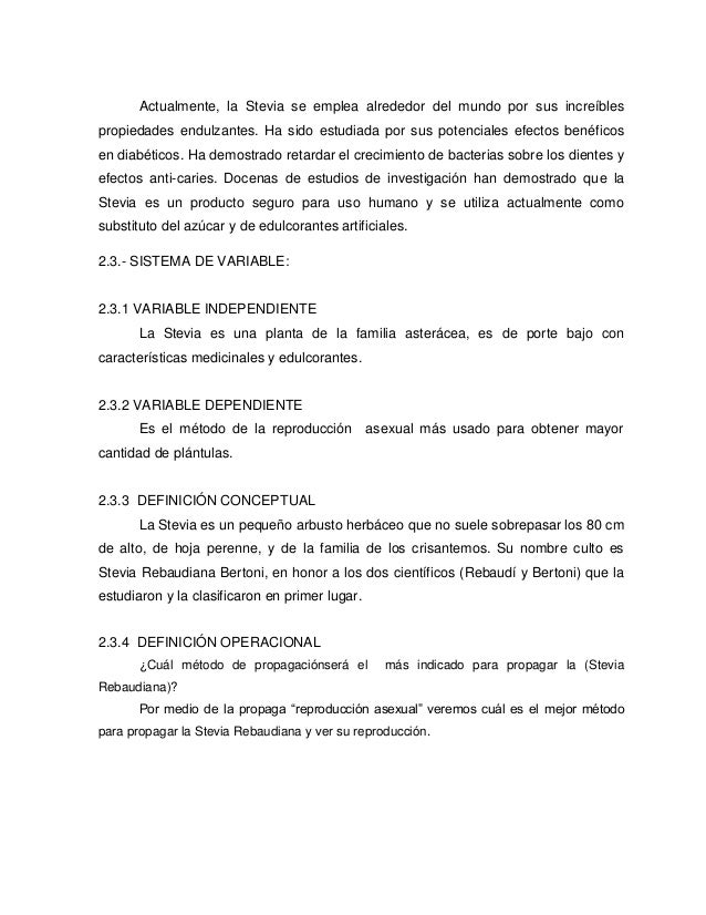 Propagación de la Stevia Rebaudina uso y conservación como Propagación de la Stevia Rebaudina uso y conservación como