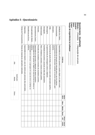 84
Apêndice I - Questionário
 