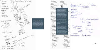 O termo rever foi descartado
pois quando apresentado as
pessoas imaginavam esse nome
relacionado a outras coisas.
Através de uma relação
diretamente ligada ao conceito e
com o uso de novos brainstorms,
foram testadas outras palavras
que relacionam palavras com o
serviço que a empresa oferece.
A palavra viver originada do
brainstorm, é uma palavra de
força e diretamente relacionada ao
cotidiano de cada pessoa, somada
com a palavra revestir que acaba
sendo um elemento fundamental
na construção originou a palavra
rever, a primeira ideia de um
possível naming.

Então qual seria o seu maior
serviço? Procuramos algumas
palavras que respondem essa
pergunta como moradia, habitat,
arquitetura, cultura, bem estar,
entre outras.
Mas o que buscávamos era
algo simples e rápido de muito
impacto. Até abreviarmos duas
pequenas palavras, imóveis e
arquitetura, resultando em im/
arq.
E assim originou o nome
IMARQ. Fácil, com boa pronuncia,
curto e presente dentro daquilo
que a empresa quer tornar-se.

62

63

 