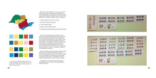 Resolvemos então trabalhar com uma cor para cada
região, mas logo percebemos que uma paleta de 15
cores iria prejudicar a comunicação, pois seria de difícil
compreensão. Portanto dividimos essas 15 regiões em 5
grupos de 3. Juntando as regiões vizinhas e próximas:
1 - Santos; Registro; São José dos Campos
2 - São Paulo; Campinas; Sorocaba
3 - Central; Marilia; Bauru
4 - Barretos; Franca; Ribeirão Preto
5 - Araçatuba; Presidente Prudente; São José do Rio Preto

As cores de cada grupo foi dada através de uma
paleta de cores que originaram dos quadros da Tarsila
do Amaral. Buscamos como referência a Tarsila por
ser uma grande artista Brasileira e por trabalhar muito
bem com cores. Mas buscamos também cores que se
aproximassem a cada região, como por exemplo o azul
para o litoral, o vermelho para a região que possui
o mercado de imóveis mais quente, o roxo por ser
pouco explorado no mercado de imóveis, o laranja por
transmitir alegria e sucesso e o verde por ser uma cor
viva e presenta na natureza.
Mas como tinhamos que representar um única família
buscamos uma cor padrão para todas as regiões o
prata. Além de ressaltar as outras cores ele foi escolhido
por ser um símbolo do modernismo, que representa
o inovador, sinal de sucesso. Visualmente é uma cor
estável que permite que as outras cores se ressaltem.
Cores foram extraídas das seguintes obras da
Tarsila do Amaral: O lago, 1928; Sol Poente, 1929;
Carnaval em Madureira, 1924; Morro da Favela,
1924; O Pescador, 1925.

74

As imagens ao lado mostram estudos realizados
para definições da cor e de ela seria representada na
estrutura da marca.

75

 
