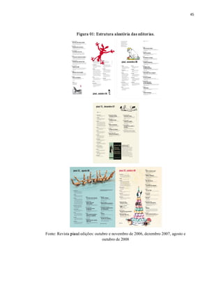 45 




                  Figura 01: Estrutura aleatór ia das editor ias. 




Fonte: Revista piauí edições: outubro e novembro de 2006, dezembro 2007, agosto e 
                                  outubro de 2008
 