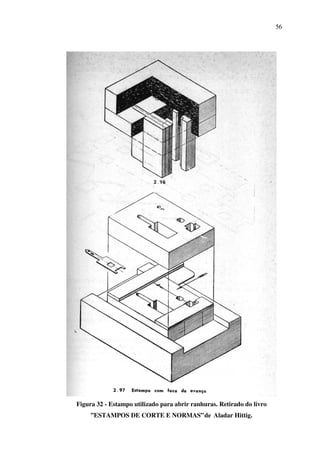 56

Figura 32 - Estampo utilizado para abrir ranhuras. Retirado do livro
” ESTAMPOS DE CORTE E NORMAS” de Aladar Hittig.

 
