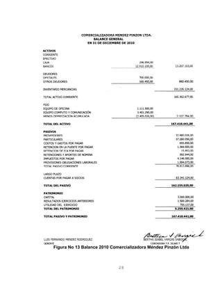 Figura No 13 Balance 2010 Comercializadora Méndez Pinzón Ltda
28
 