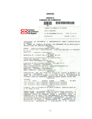 ANEXOS
ANEXO A
CAMARA DE COMERCIO
62
 