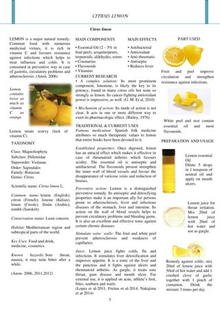 Monographs Of Allium Sativum Apium Graveolens Citrus Limon Thymus