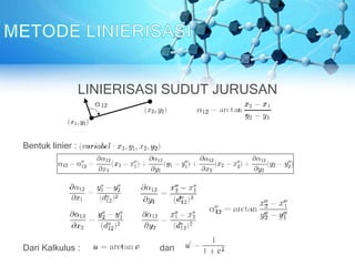 Bentuk linier :
Dari Kalkulus : dan
LINIERISASI SUDUT JURUSAN
 