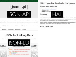 JSON-LD
JSON-API HAL
DIY
 