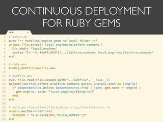 CONTINUOUS DEPLOYMENT
FOR RUBY GEMS
 