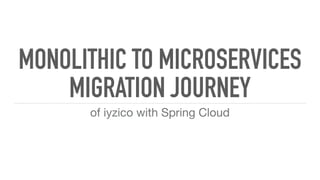 MONOLITHIC TO MICROSERVICES
MIGRATION JOURNEY
of iyzico with Spring Cloud
 