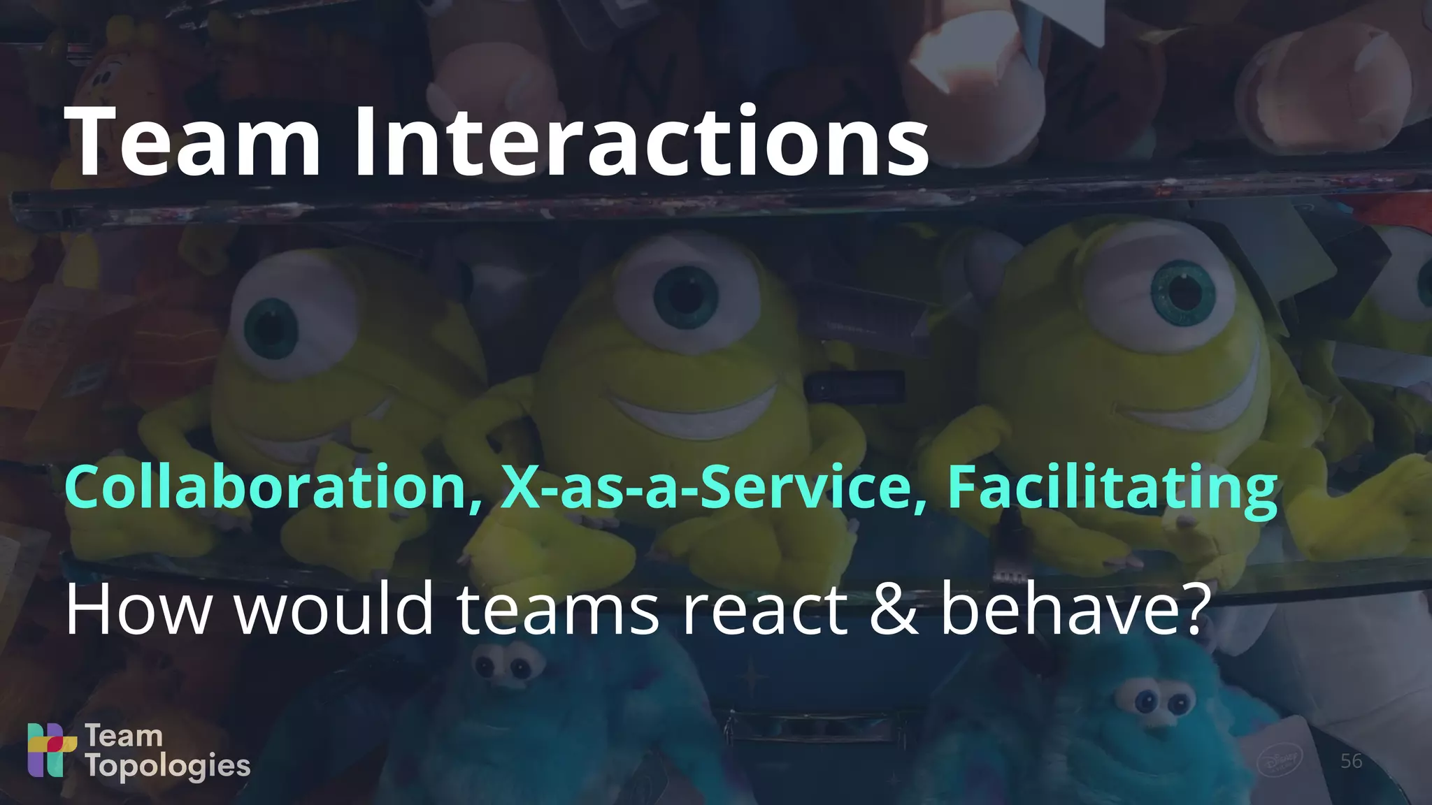 Collaboration, X-as-a-Service, Facilitating
How would teams react & behave?
Team Interactions
56
 