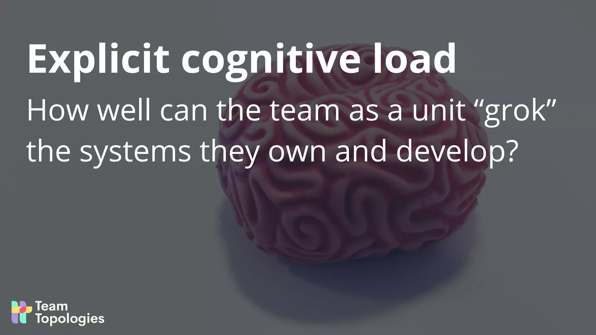 How well can the team as a unit “grok”
the systems they own and develop?
Explicit cognitive load
83
 