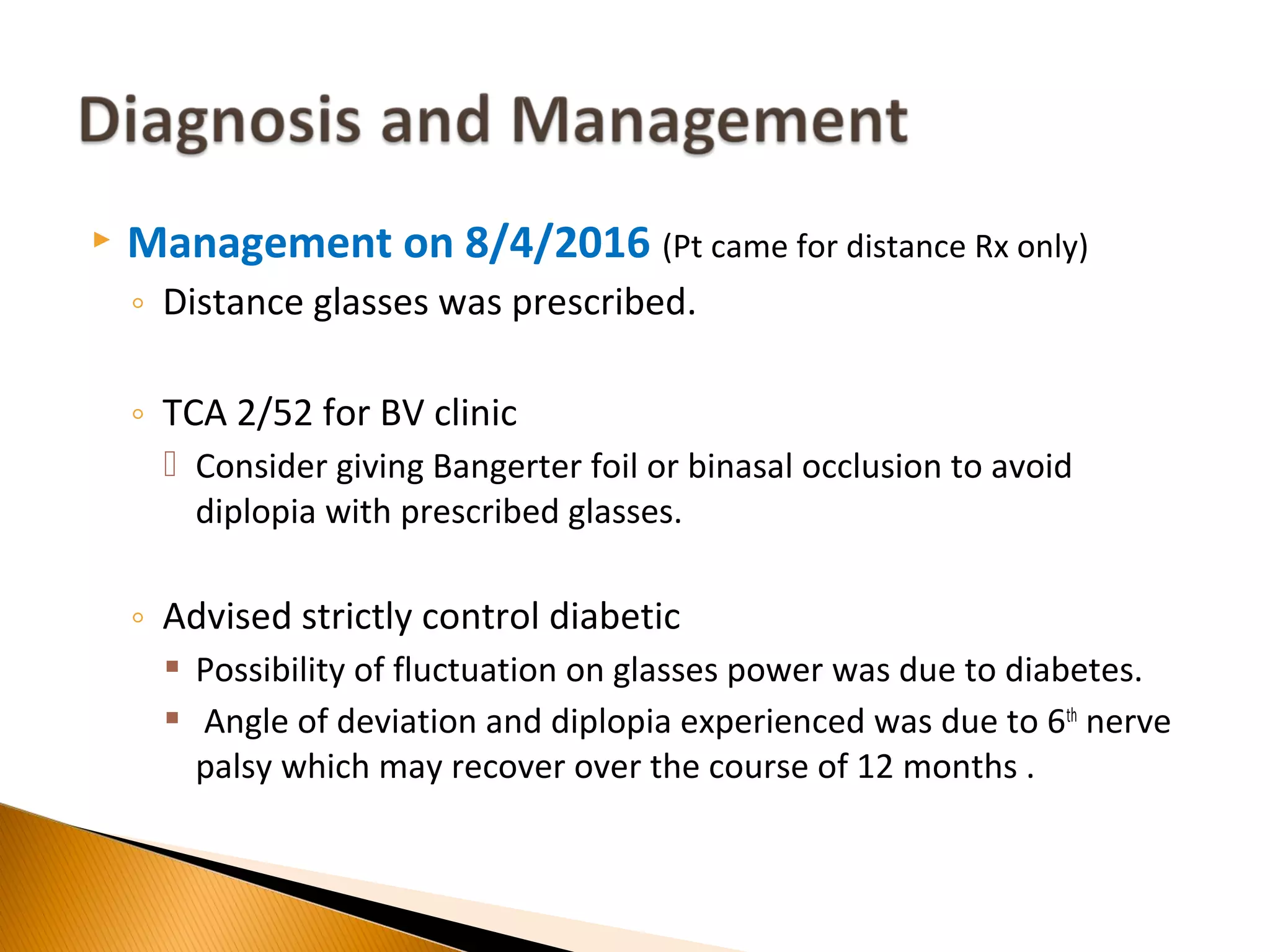 Case study: Sixth Nerve Palsy (Optometric Management) | PPT