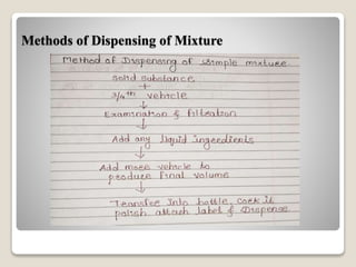 Methods of Dispensing of Mixture
 