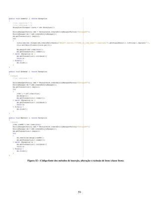 59
Figura 32 – Código-fonte dos métodos de inserção, alteração e exclusão de itens (classe Item).
 
