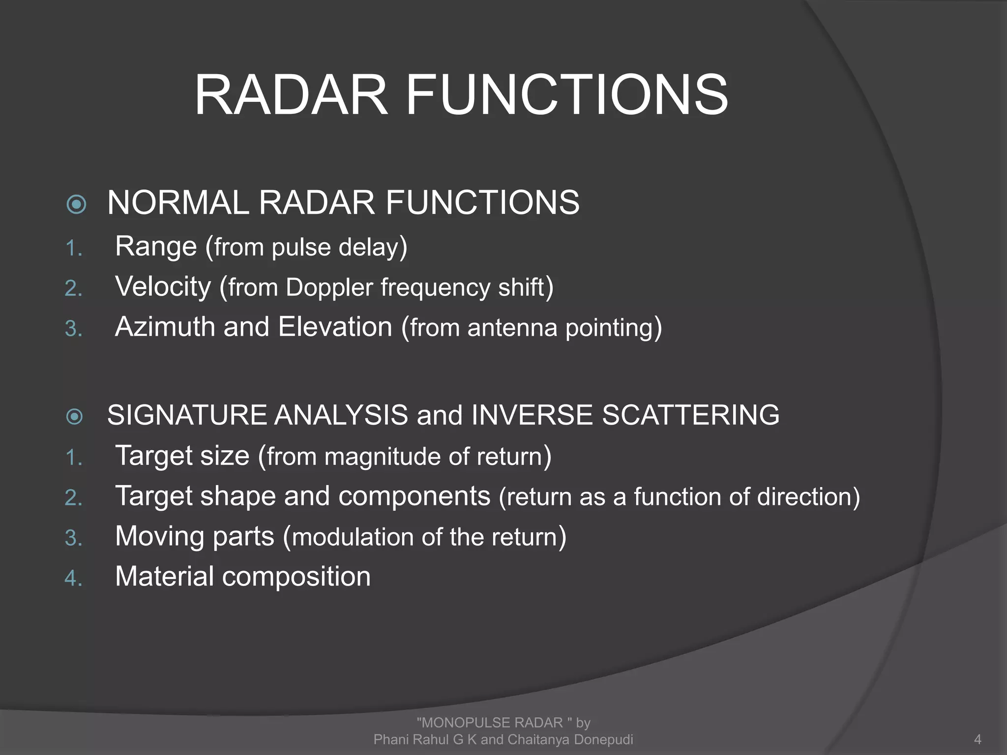 Introduction to Monopulse Radar Library Monopulseradar | PPTX