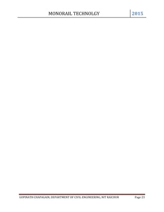 MONORAIL TECHNOLGY 2015
GOPINATH CHAPAGAIN, DEPARTMENT OF CIVIL ENGINEERING, NIT RAICHUR Page 23
 