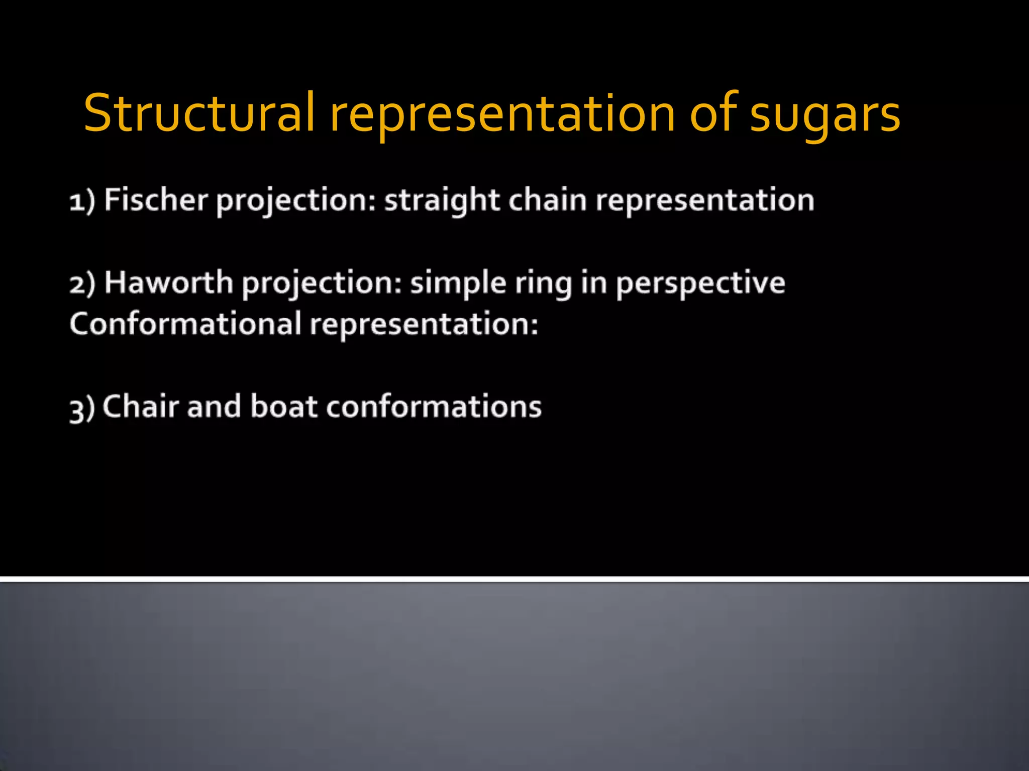 Structural representation of sugars
 
