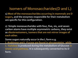 Isomers of Monosaccharides(D and L)
 