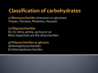 Classification of carbohydrates
 