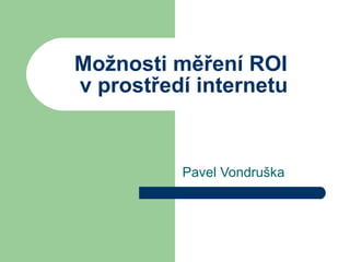 Možnosti měření ROI  v prostředí internetu Pavel Vondruška 