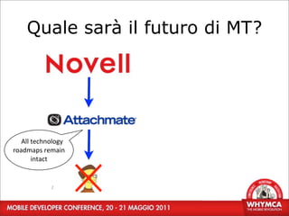 Quale sarà il futuro di MT?




   All	
  technology	
  
roadmaps	
  remain	
  
          intact


                 2
 