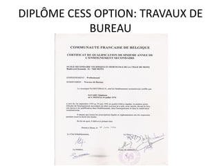 DIPLÔME CESS OPTION: TRAVAUX DE
BUREAU
 