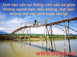 Tình bạn cầnsự thông cảm sâu xa giữa những người bạn. Nếu không, tình bạn không thể nảy sinh hoặc tồn tạiwww.azgo.vn