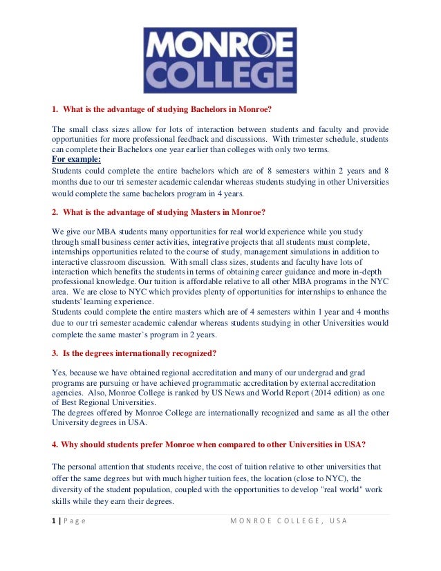 Monroe college faq