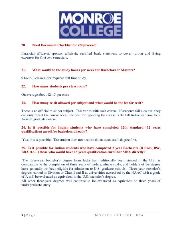 Monroe college faq