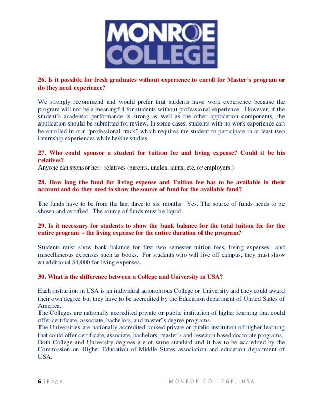 Monroe college faq