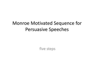 Monroe Motivated Sequence for
    Persuasive Speeches


           five steps
 