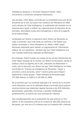 Monsanto compra Blackwater, el mayor ejército de mercenarios del mundo
